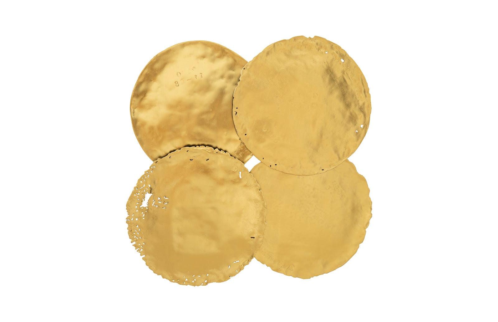 Cast Oil Drum Wall Discs, Gold Leaf, Set of 4 - Remutear