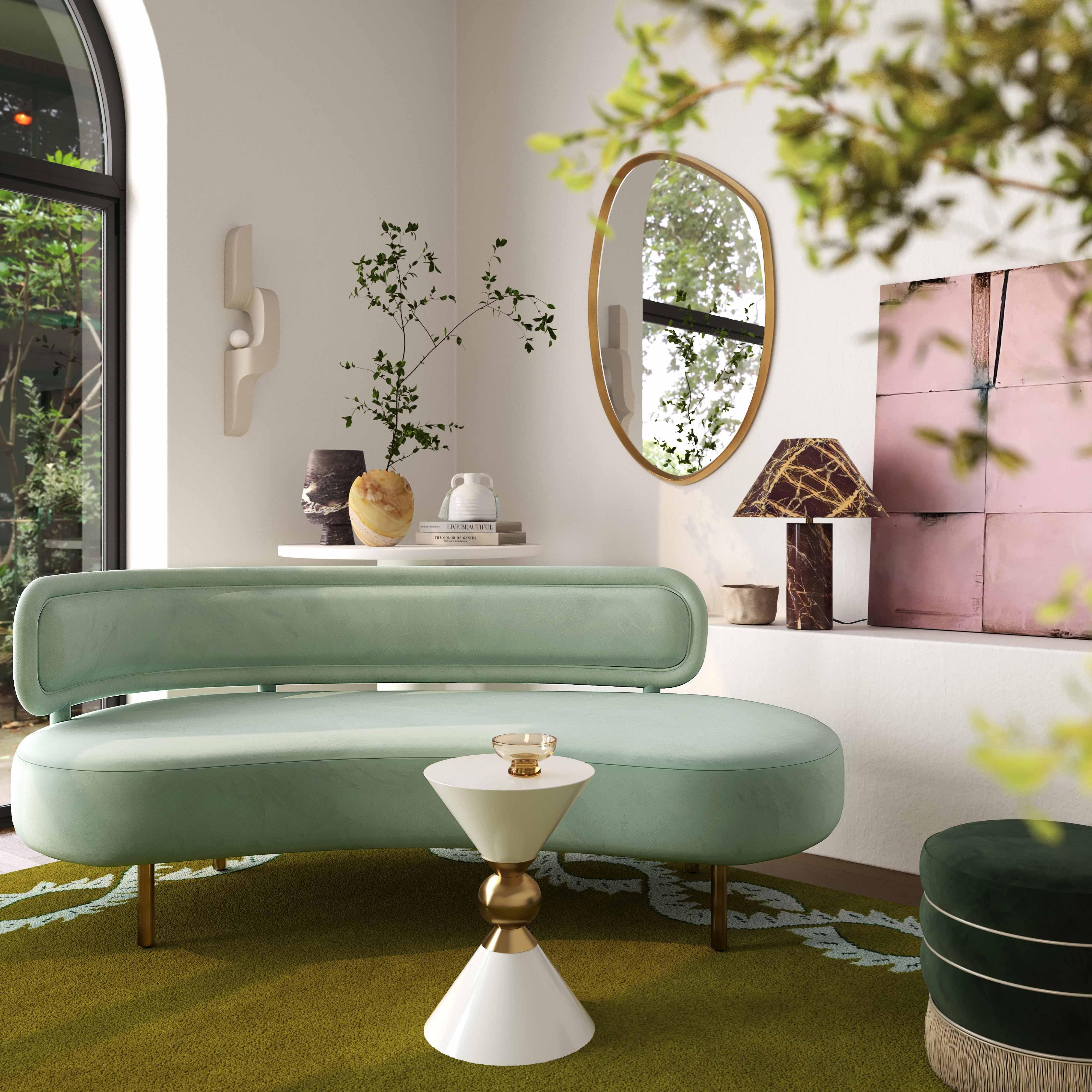 Tischa Mint Green Velvet Sofa - Remutear