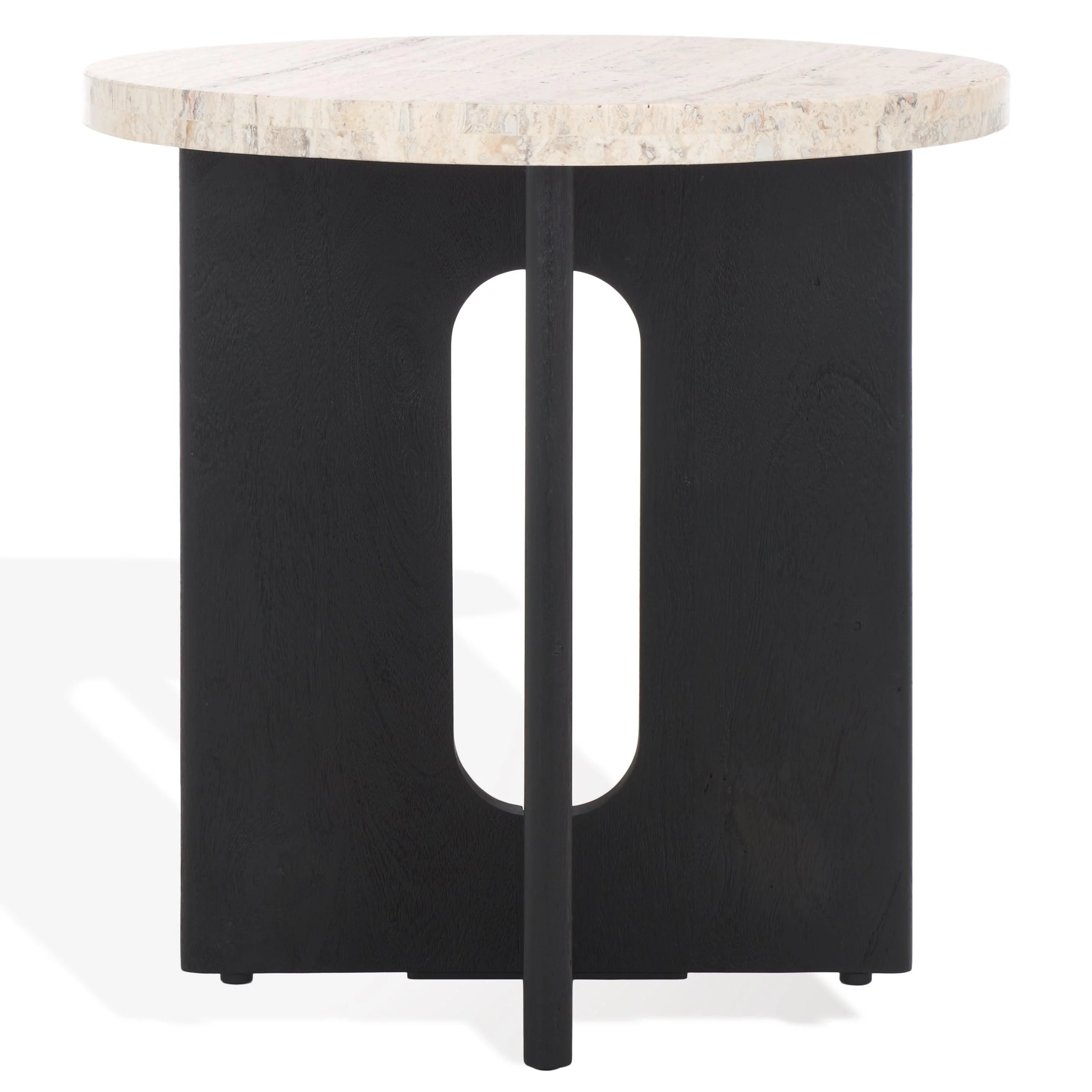 Shayna Travertine Accent Table - Remutear