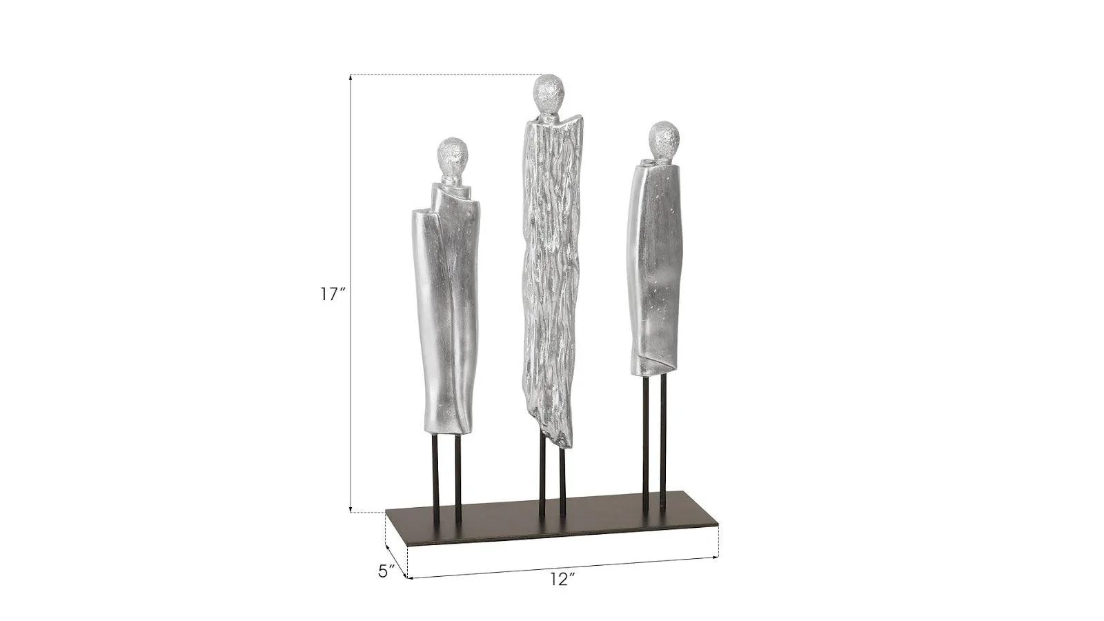 Robed Monk Trio Sculpture, Silver Leaf - Remutear