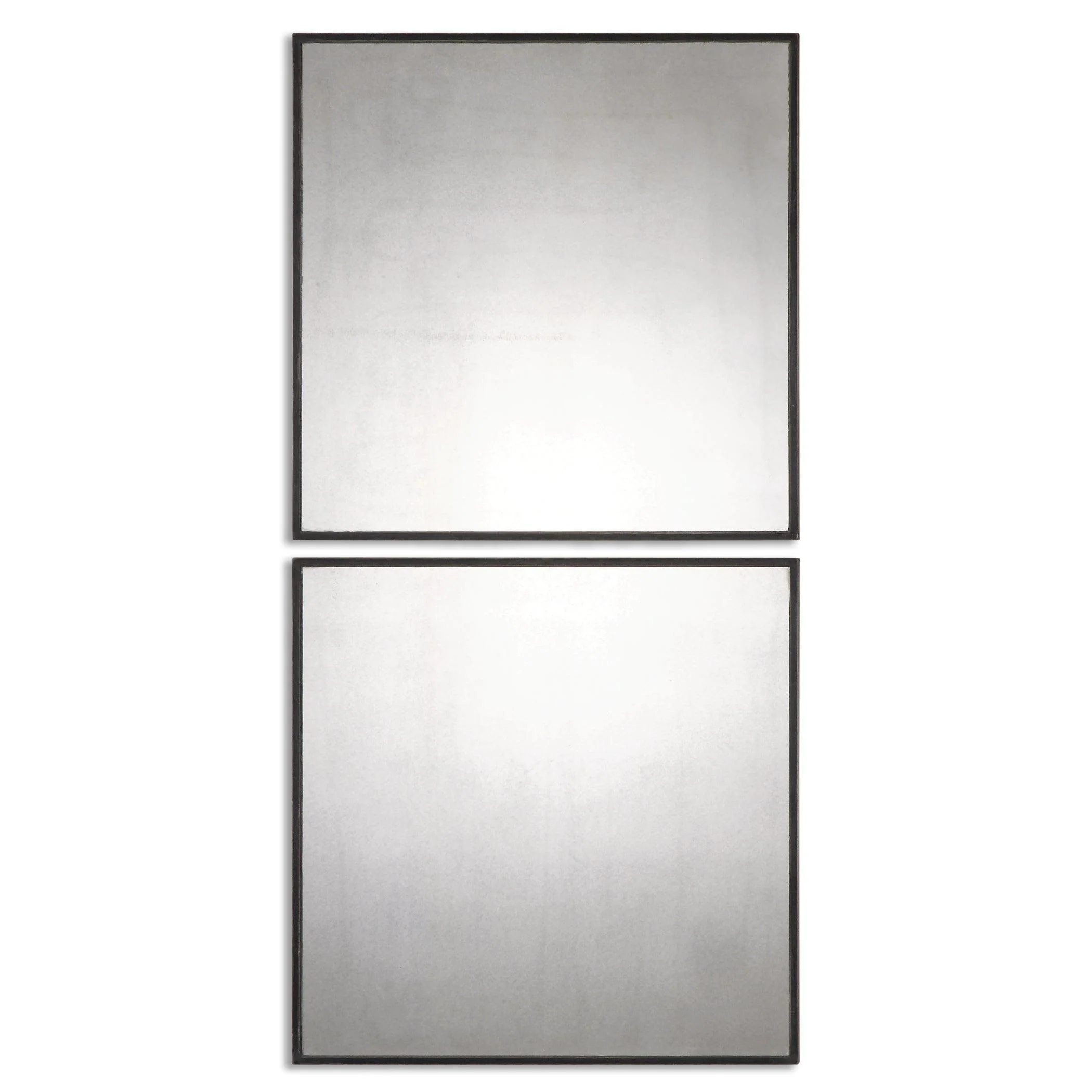 MATTY ANTIQUED SQUARE MIRRORS, SET OF 2 - Remutear