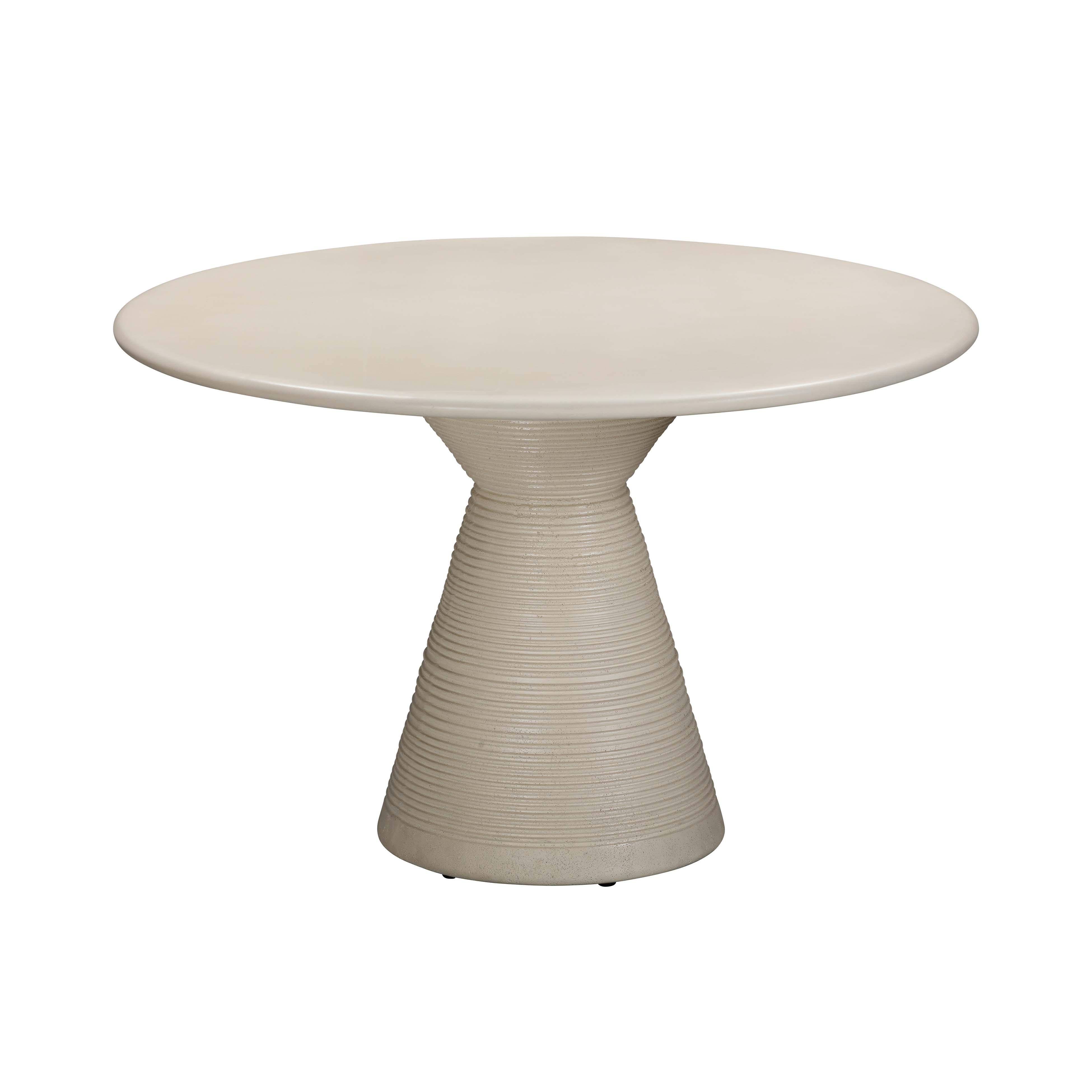 Fern Beige Textured Faux Plaster Concrete Indoor / Outdoor Round Dining Table - Remutear