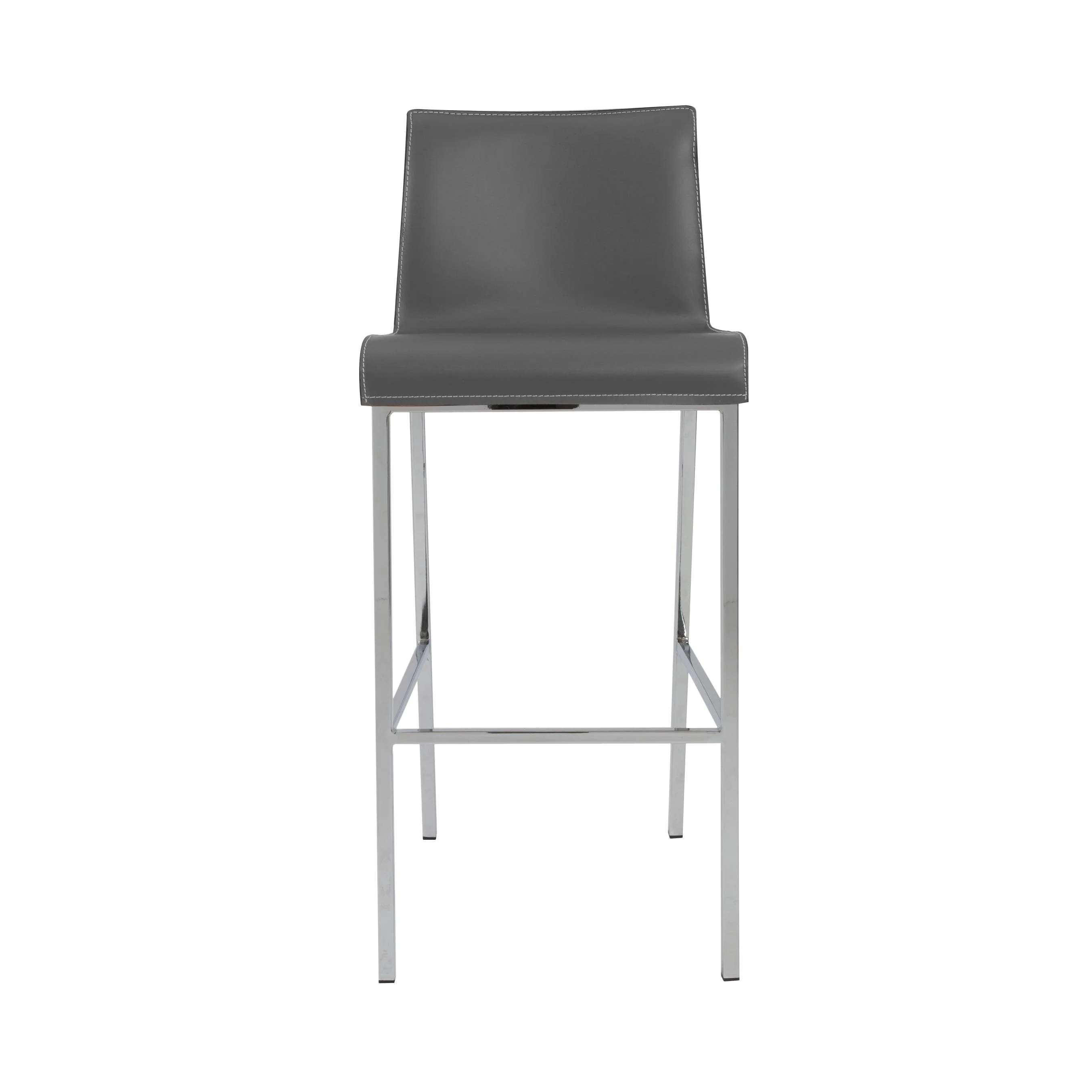 Cam Bar Stool In Gray With Polished Stainless Steel Legs - Set of 2 - Remutear