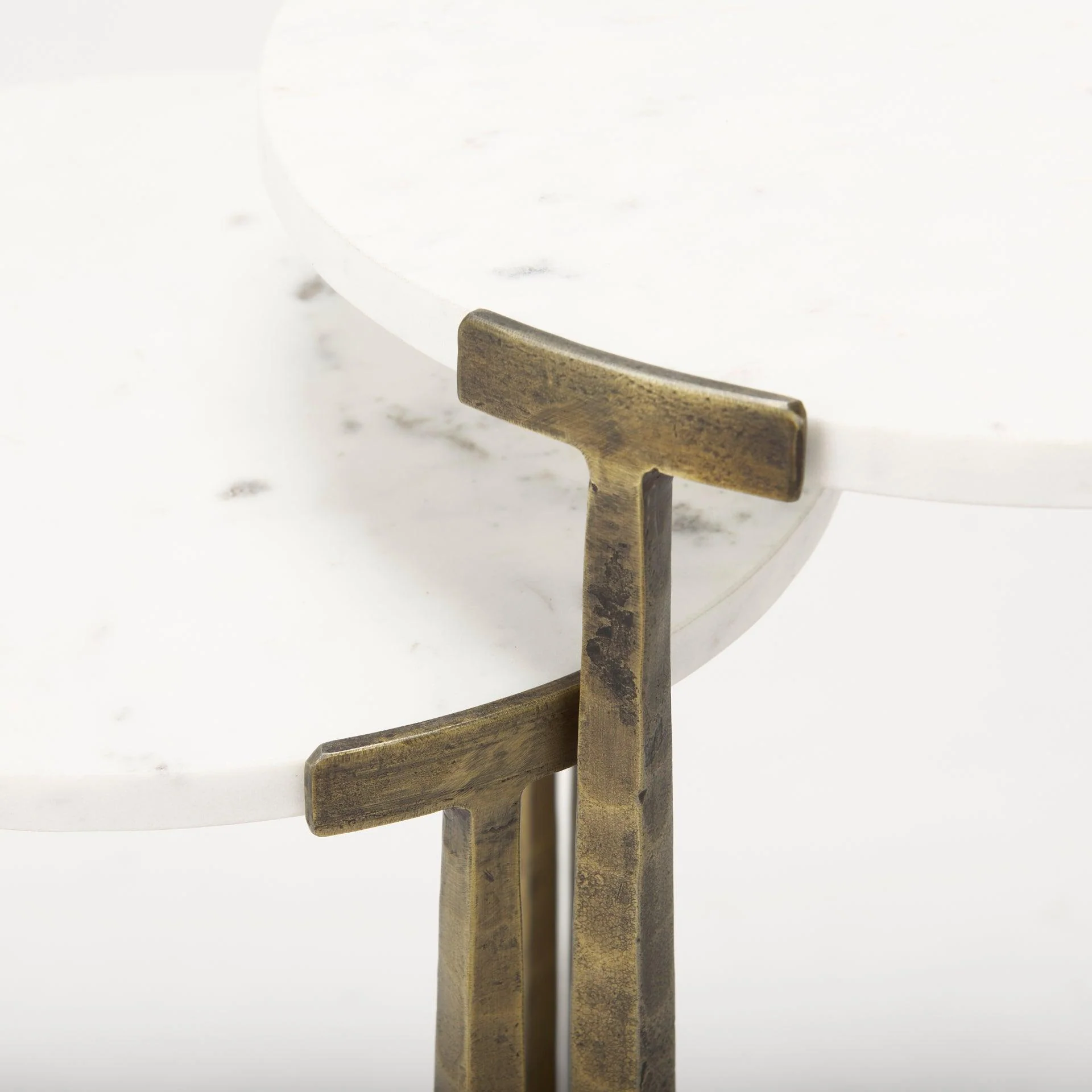 Atticus Marble and Antiqued Gold Metal Nesting Accent Tables (Set of 2) - Remutear