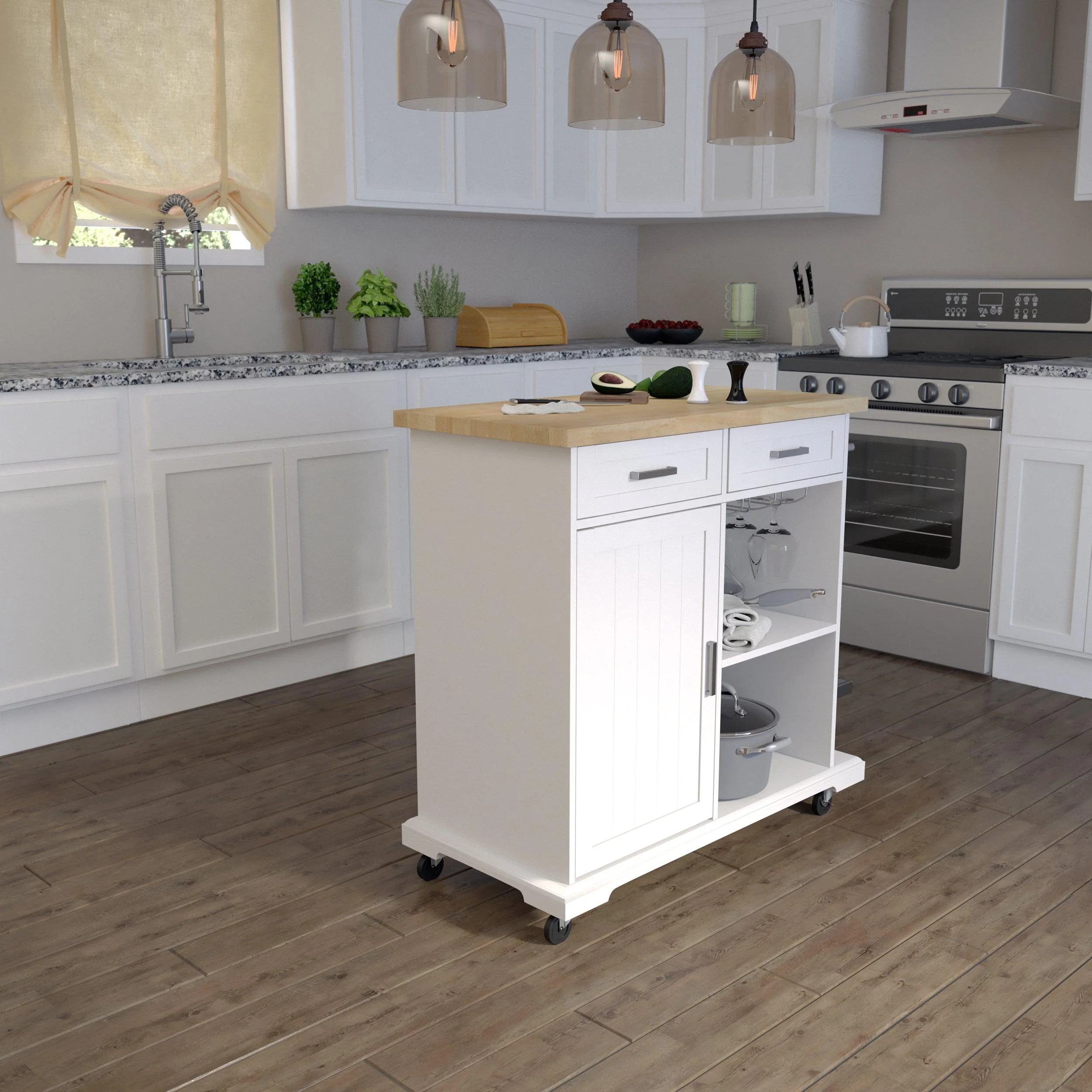 Warkin Rolling Kitchen Island w/ Storage - Remutear
