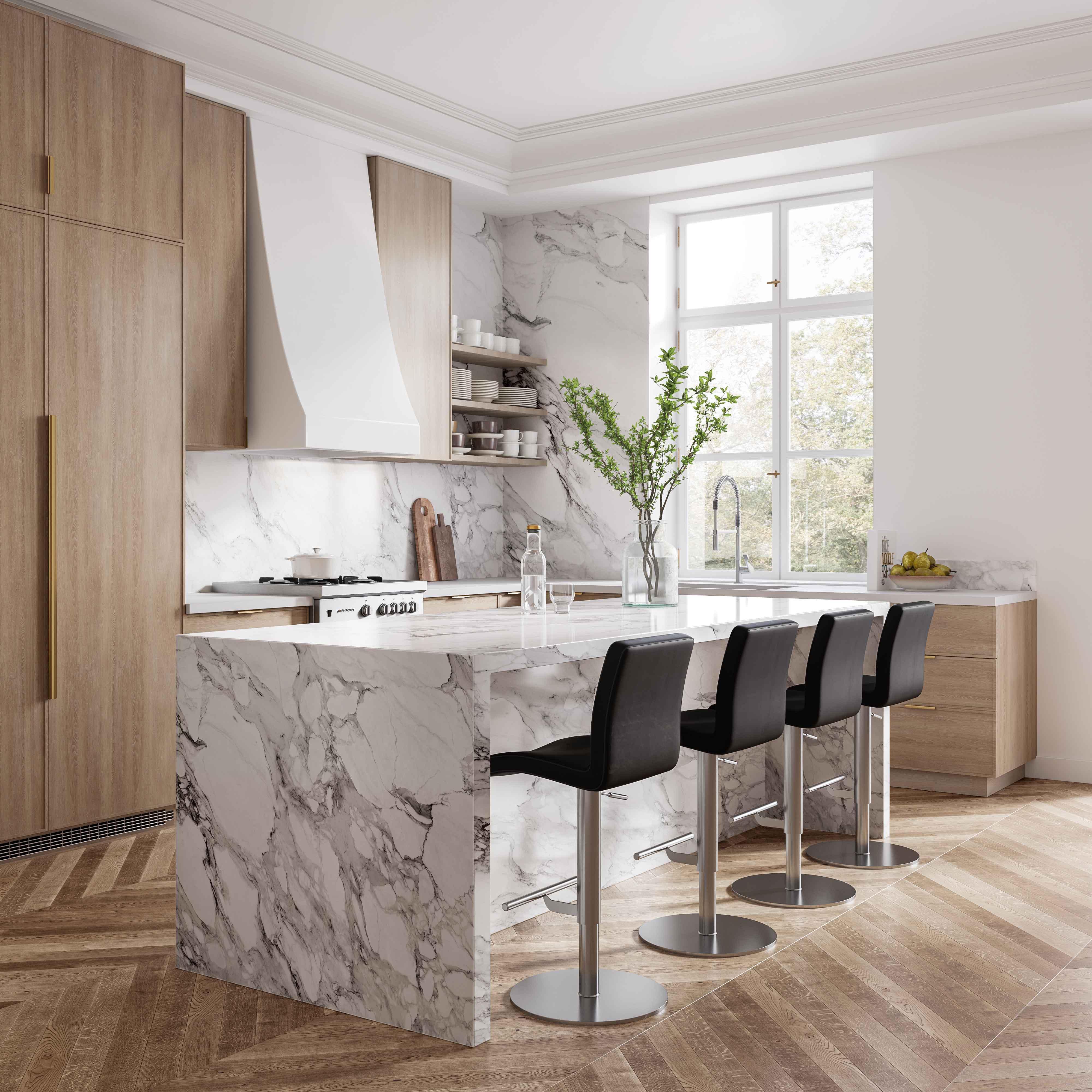 Paddy Black Vegan Leather on Silver Adjustable Stool - Remutear