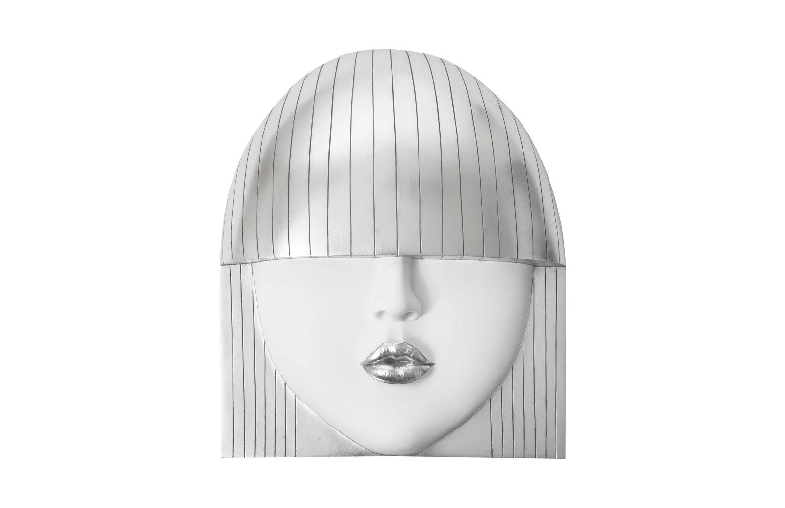 Fashion Faces Wall Art, Large, Kiss, White and Silver Leaf - Remutear