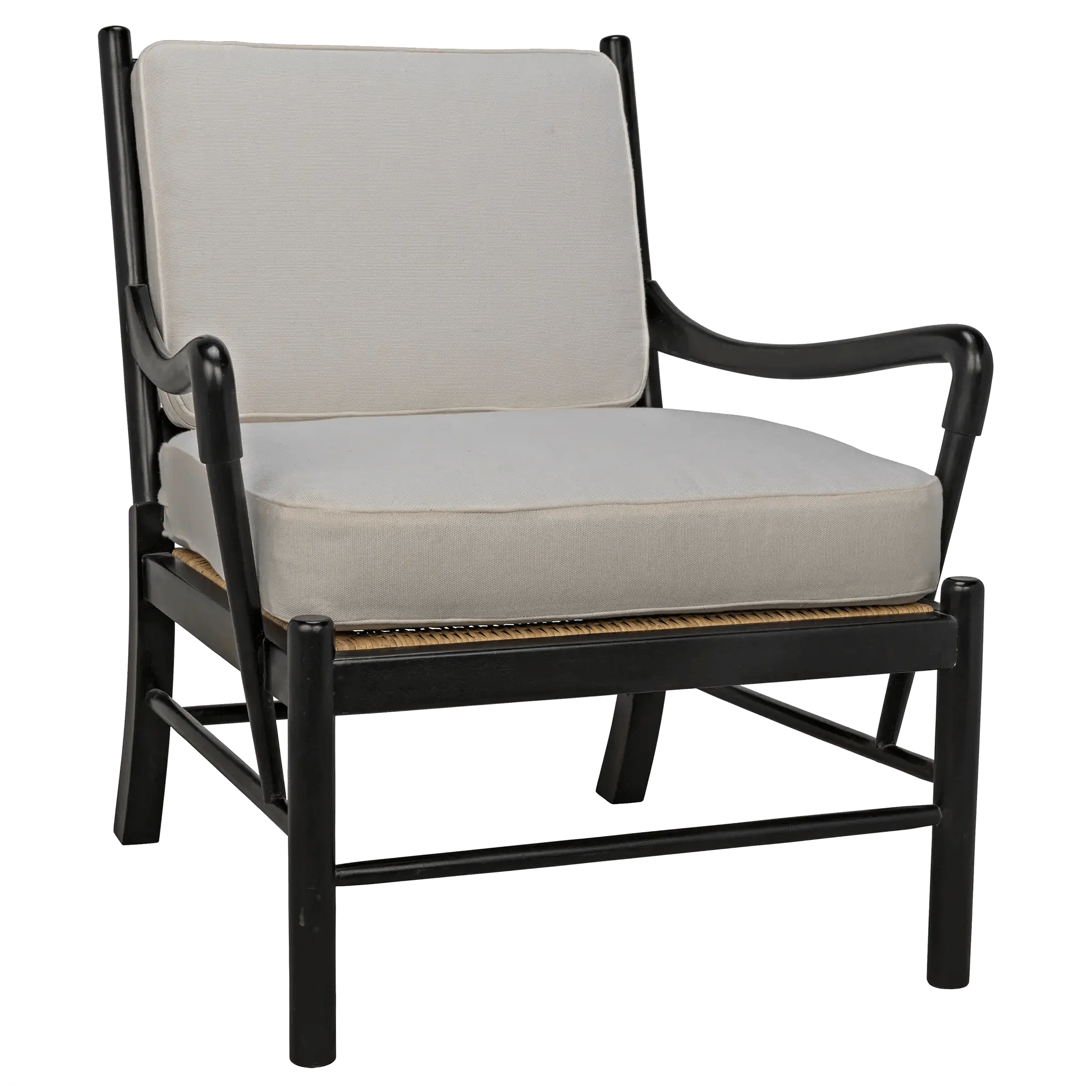 Kevin Chair with Rattan, Hand Rubbed Black - Remutear