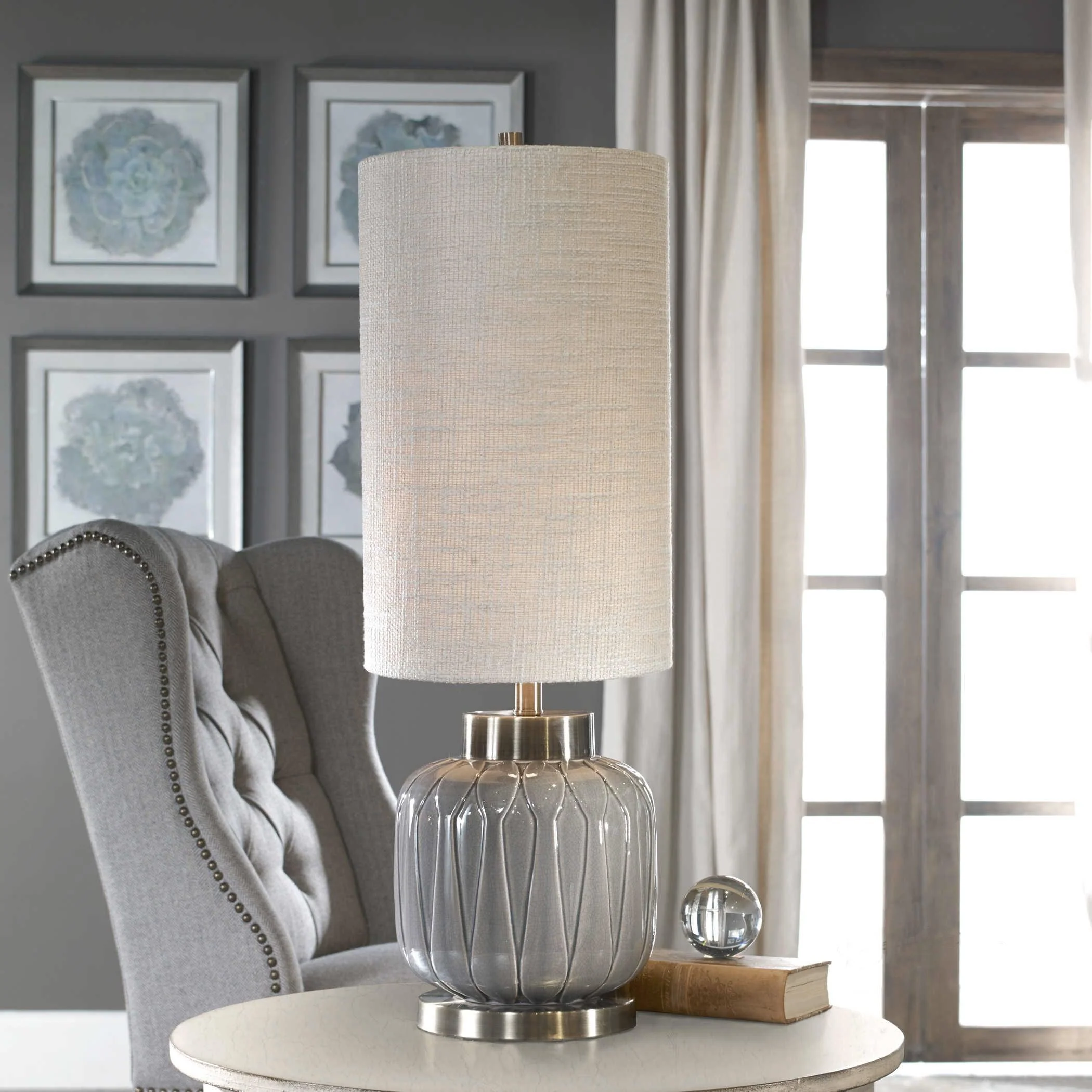 Zahlia Aged Gray Ceramic Lamp - Remutear