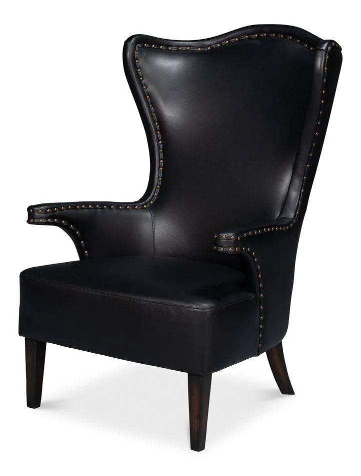 Drake Distilled Leather Chair - Black - Remutear