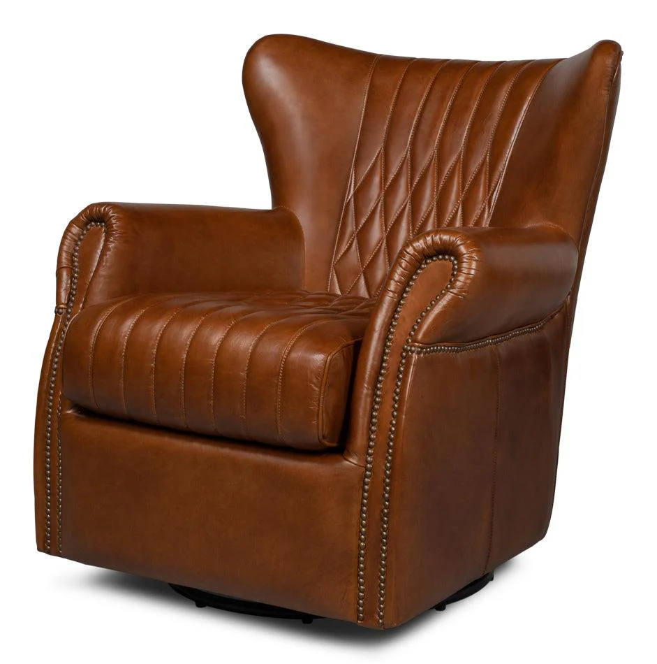 Bugatti Leather Swivel Chair - Remutear