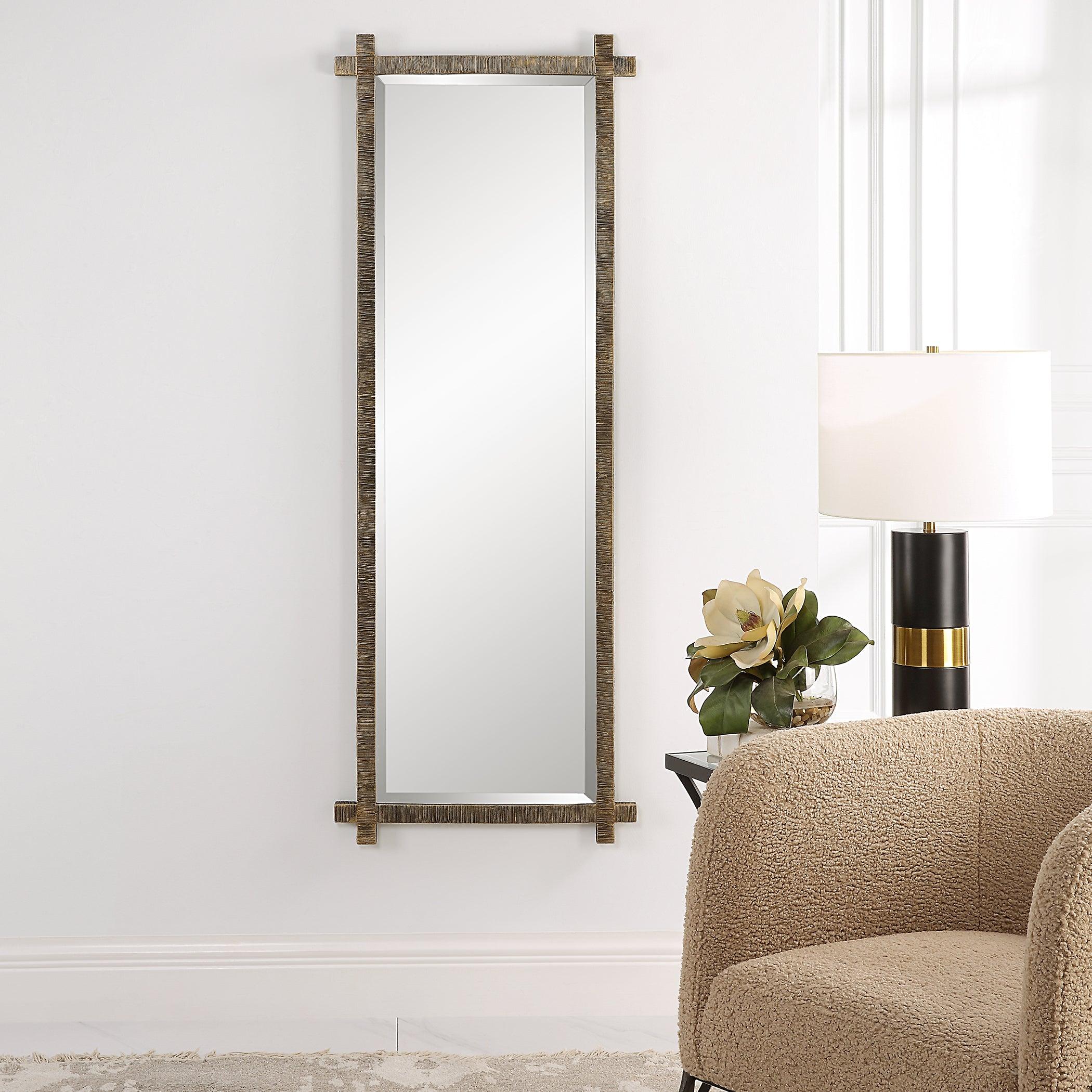 Abanu Ribbed Gold Dressing Mirror - Remutear