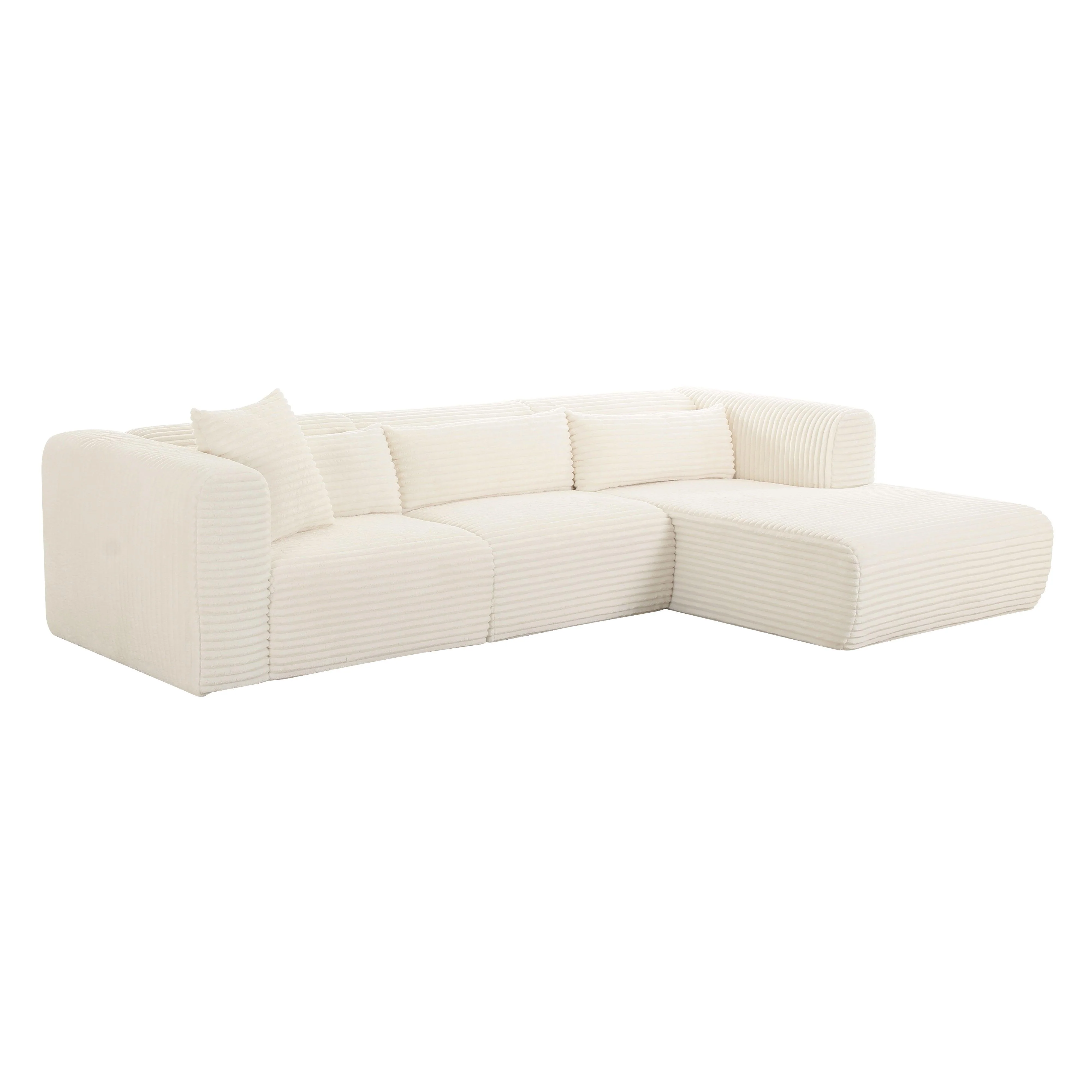 Tarra Fluffy Oversized Cream Corduroy Modular RAF Sectional - Remutear