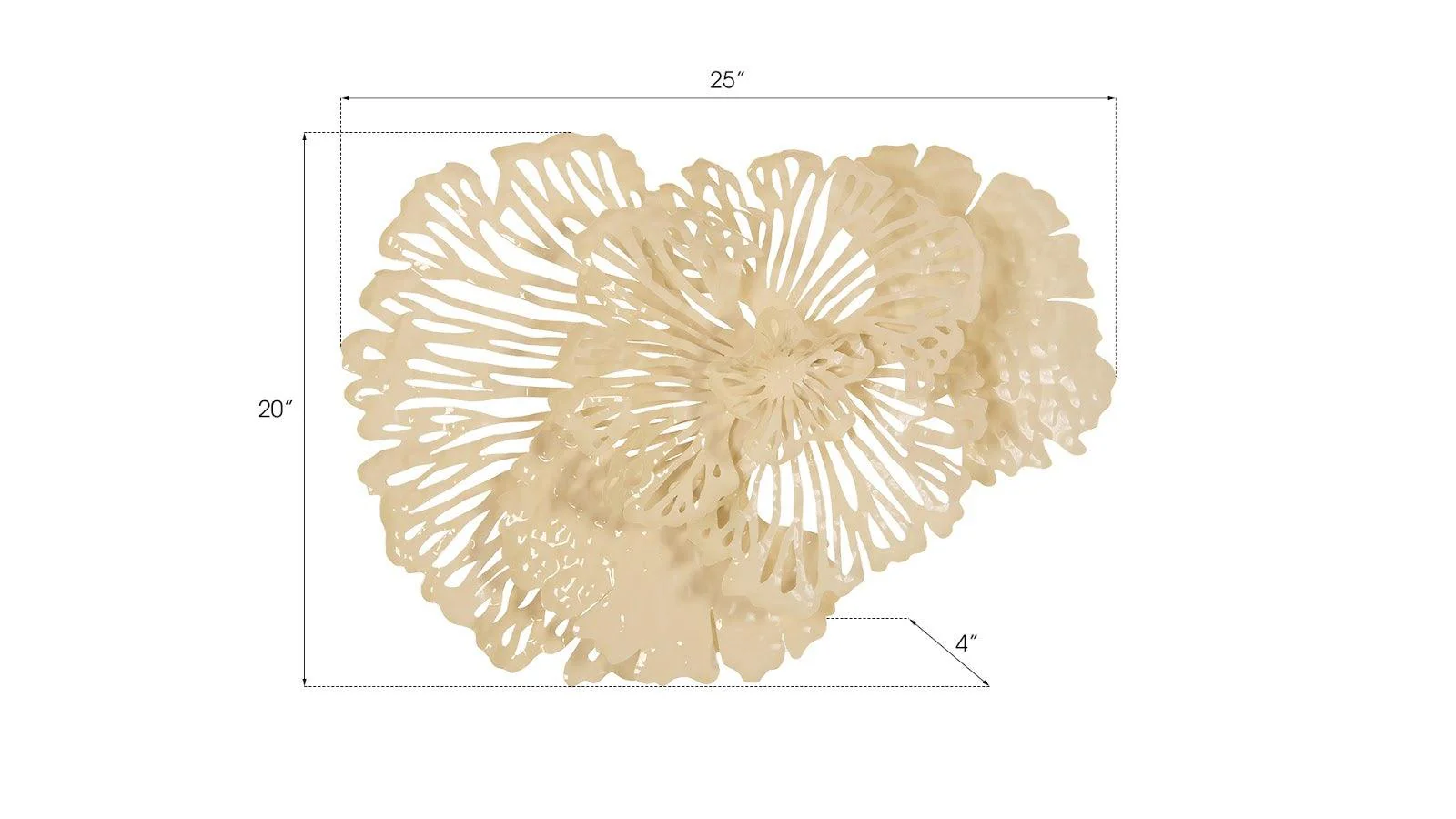 Flower Wall Art, Small, Ivory, Metal - Remutear