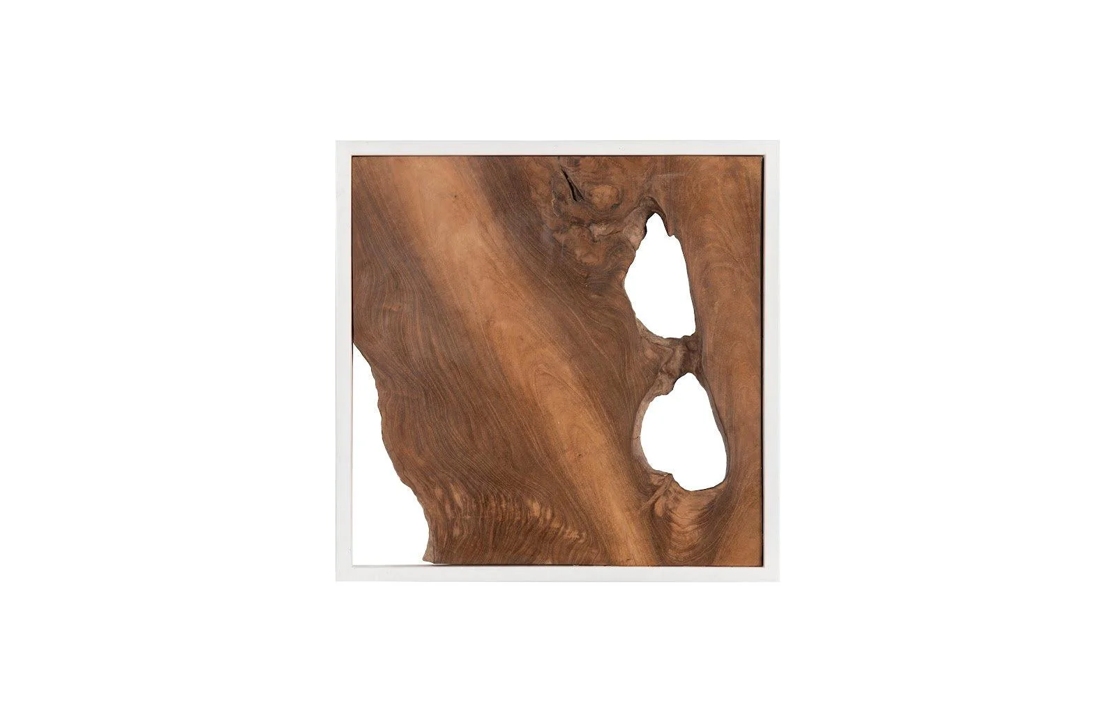 Framed Slice Wall Tile, Teak Wood, White Frame - Remutear