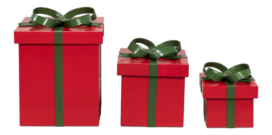 Ferrell Leather Holiday Boxes S/3 Red - Remutear