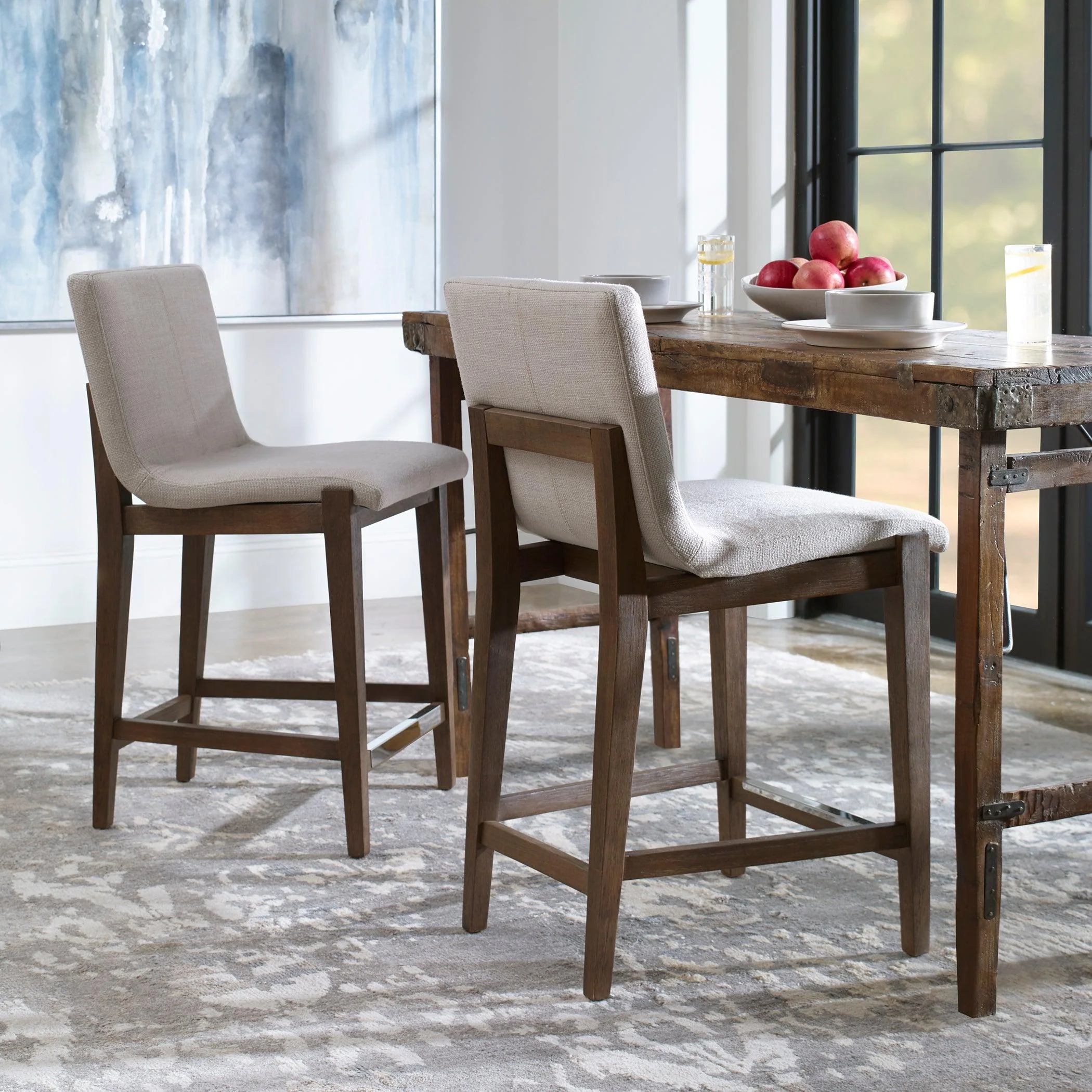 KLEMENS LINEN COUNTER STOOL - Remutear