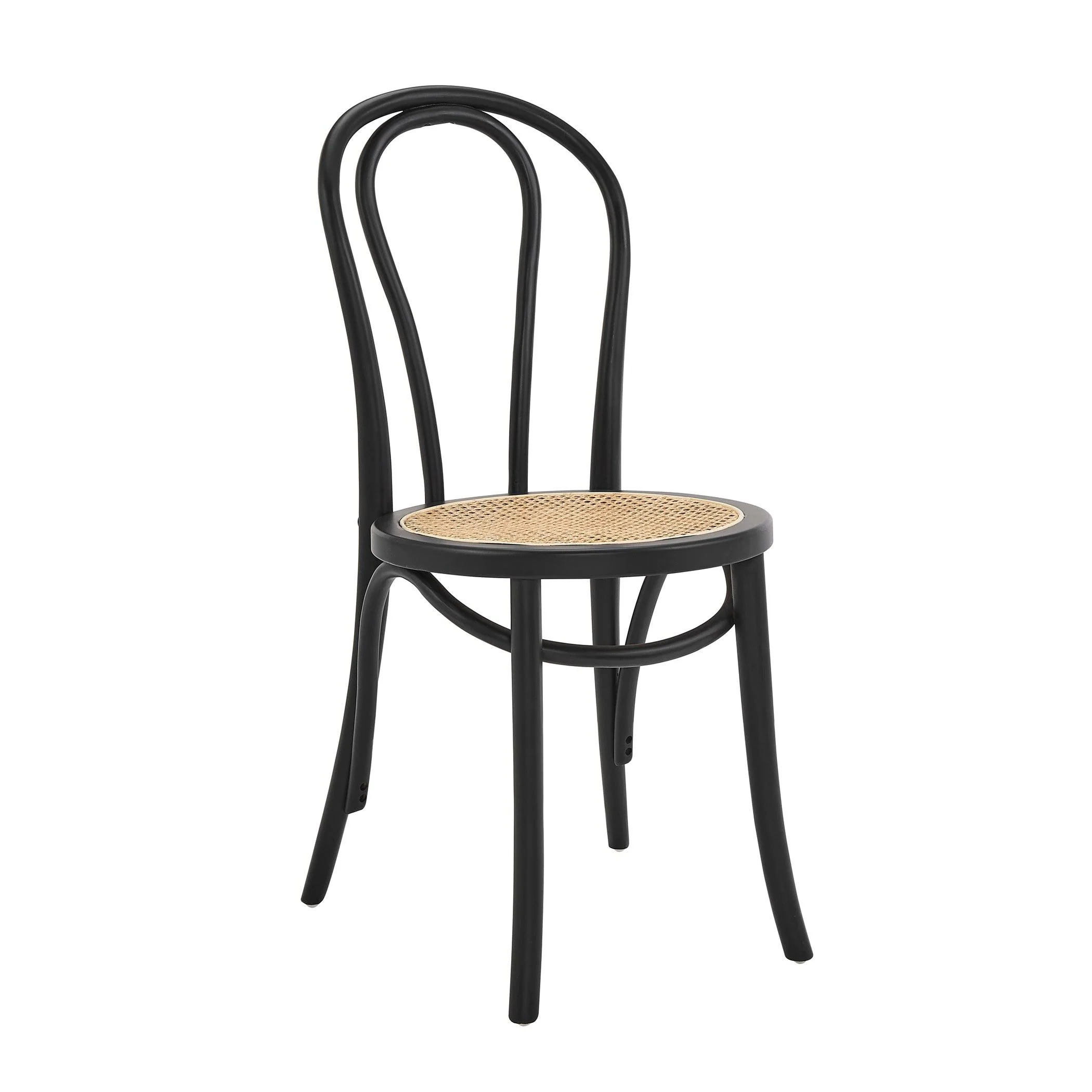 Marko Side Chair in Matte Black with Natural Seat - Remutear