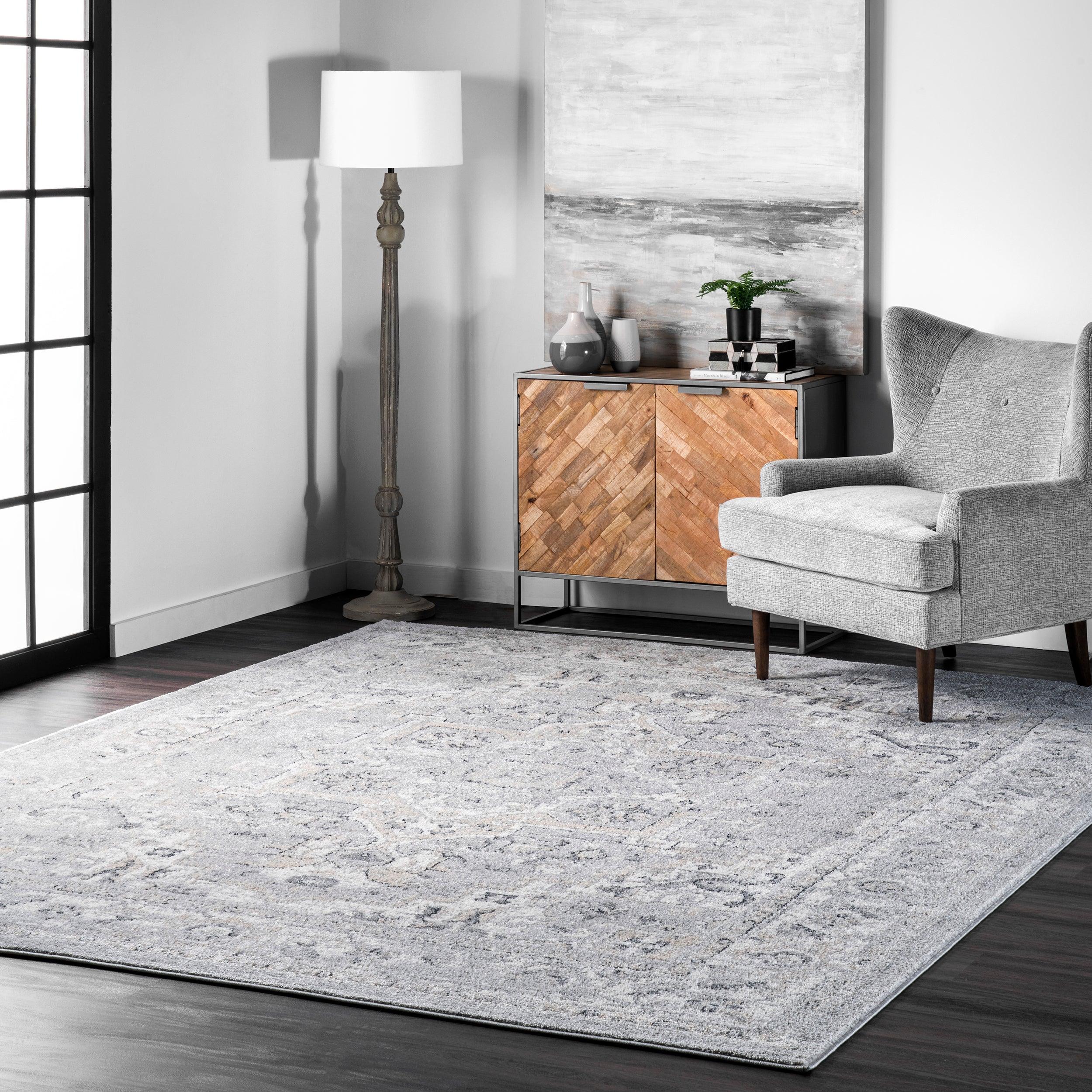 Gena Distressed Transitional Medallion Area Rug - Remutear