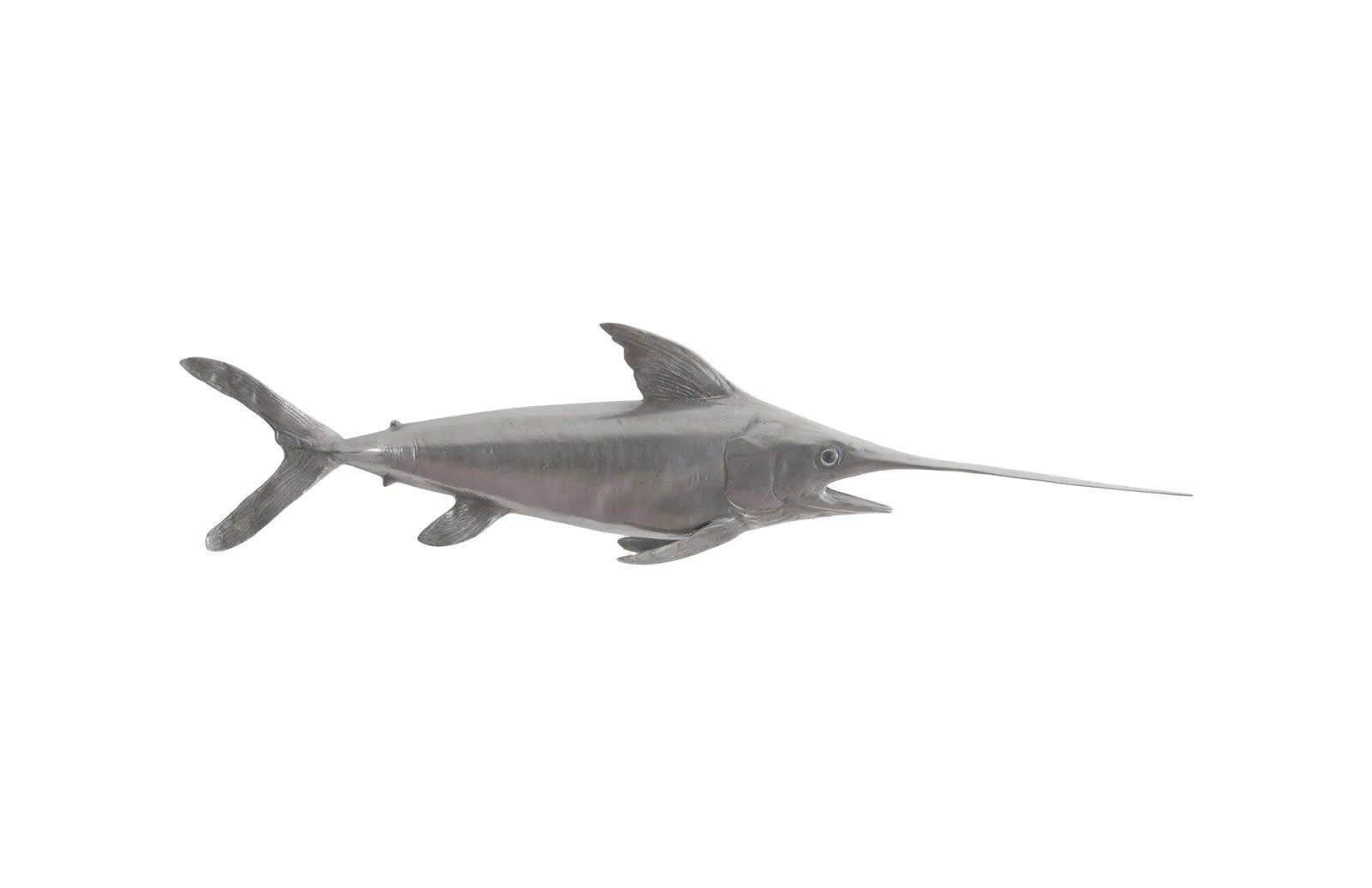 Broadbill Swordfish Fish Wall Sculpture, Resin, Polished Aluminum Finish - Remutear