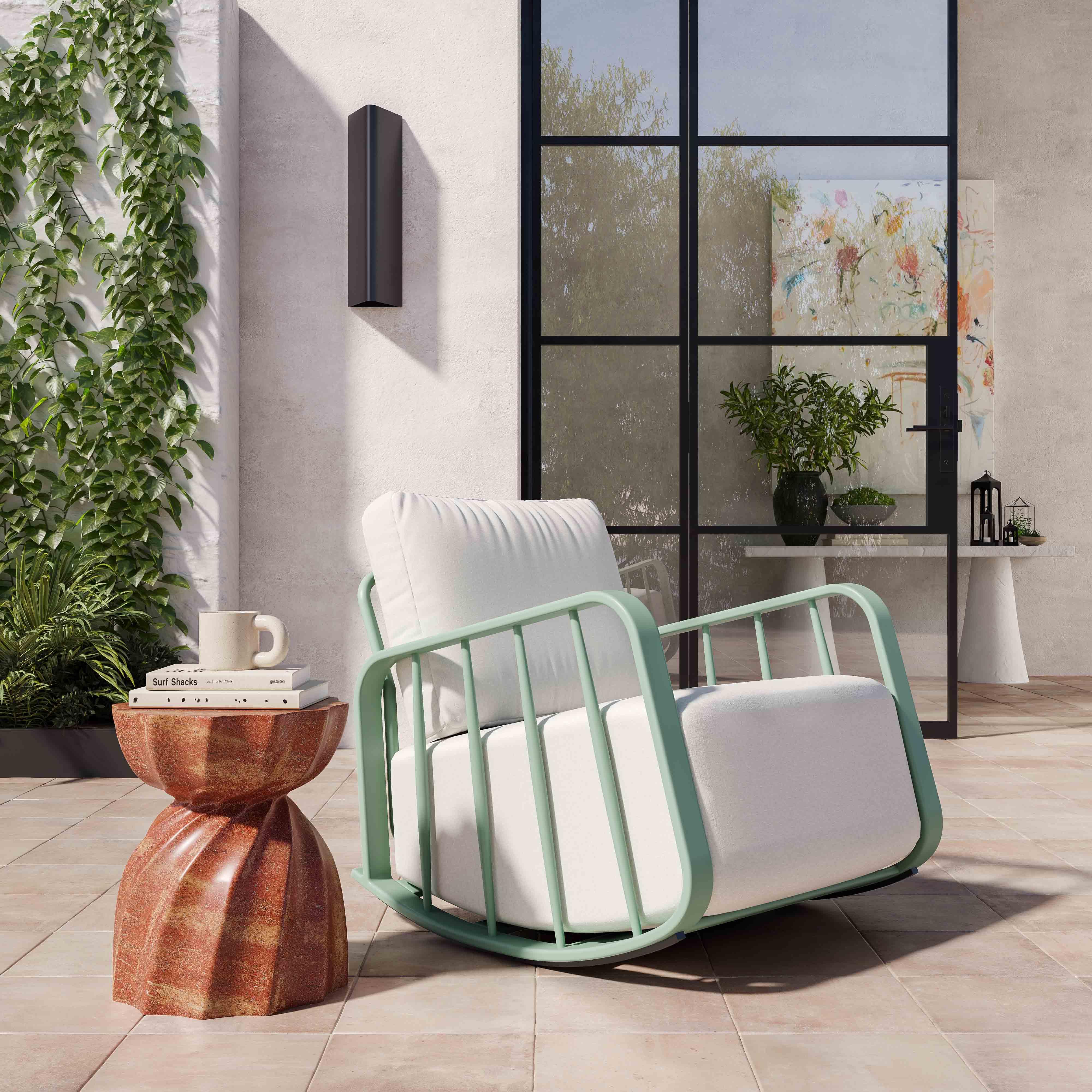 Violette Mint Green and Cream Outdoor Rocking Chair - Remutear