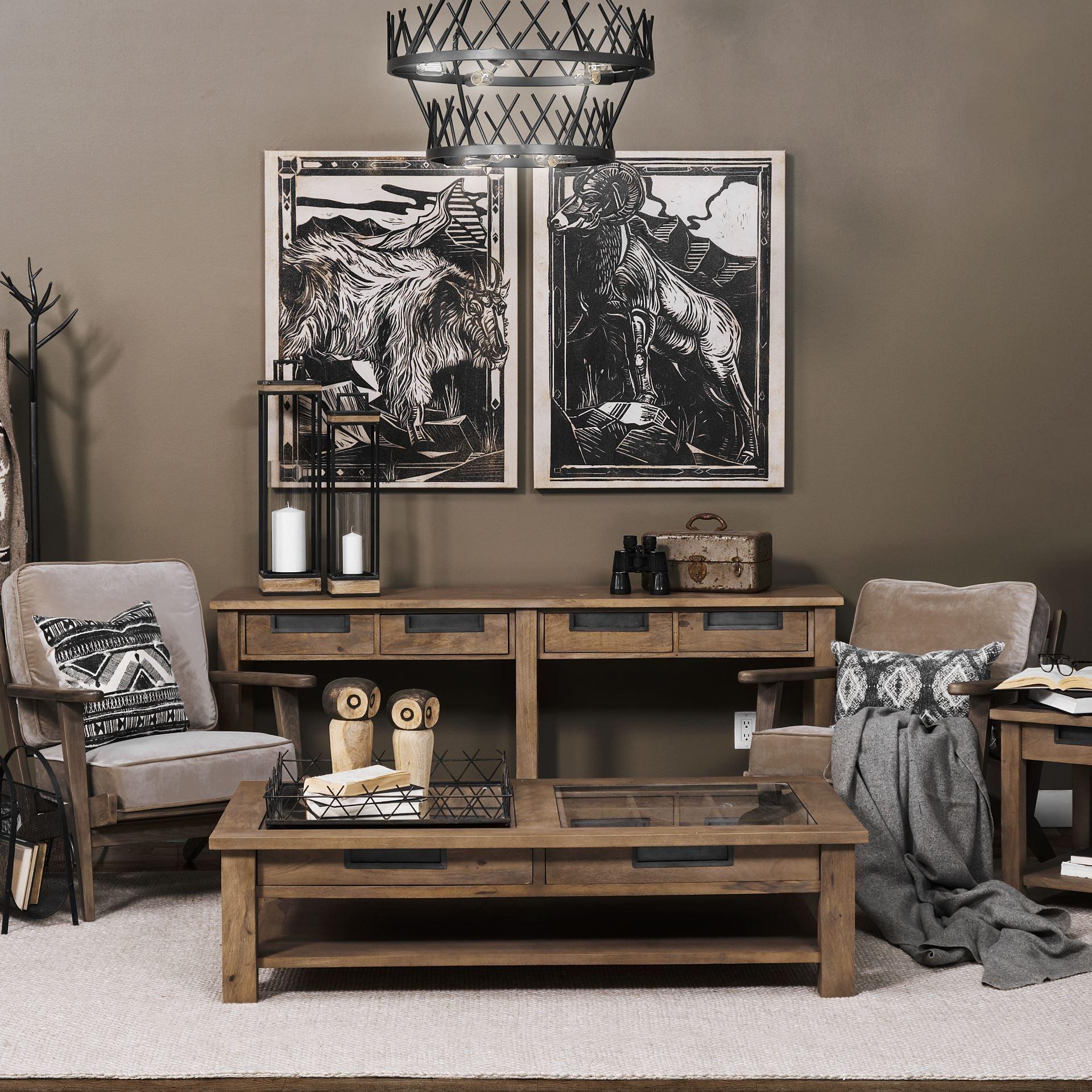 Harrelson III 72L x 18W Brown Wood 4 Drawer Console Table - Remutear