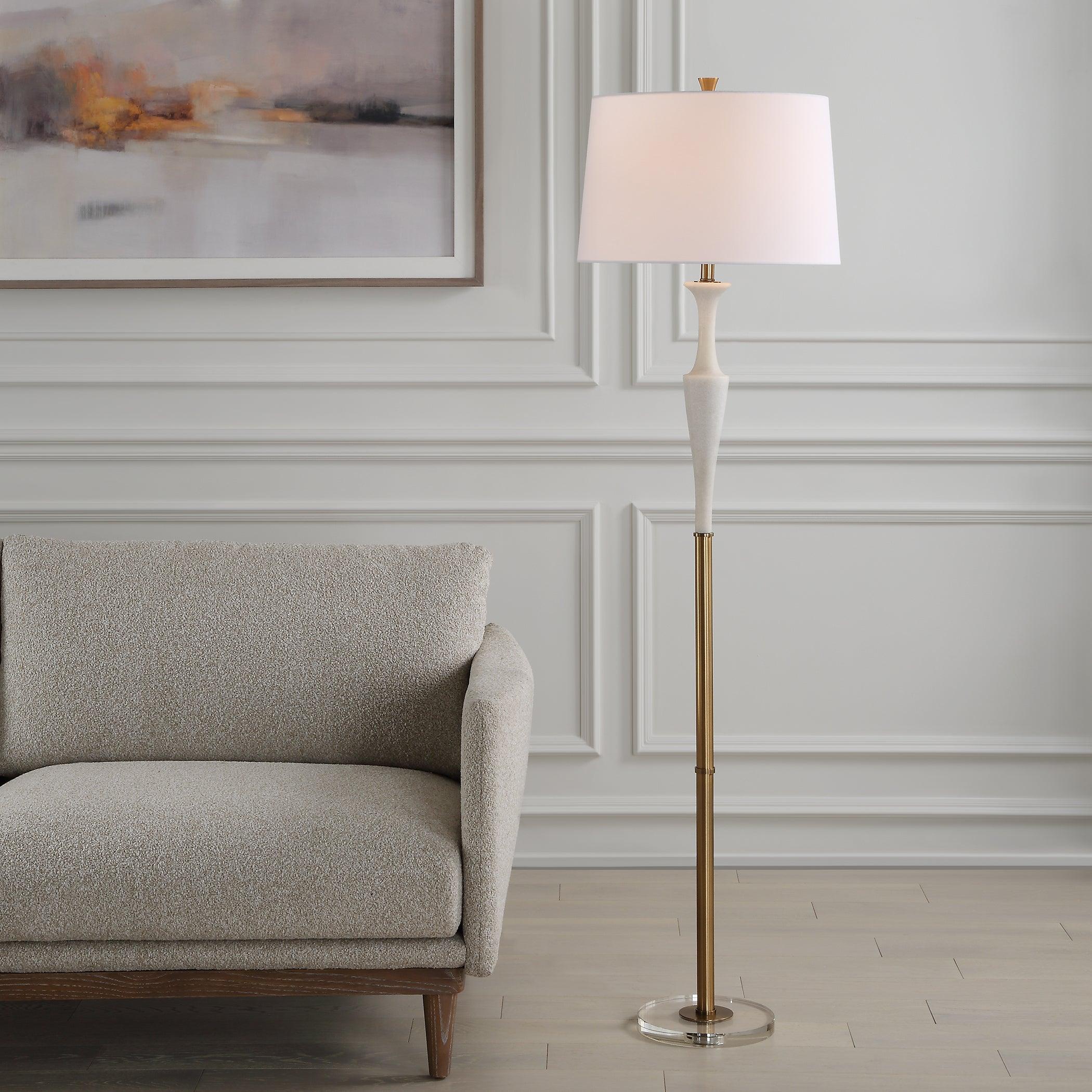 Colette White Stone Floor Lamp - Remutear