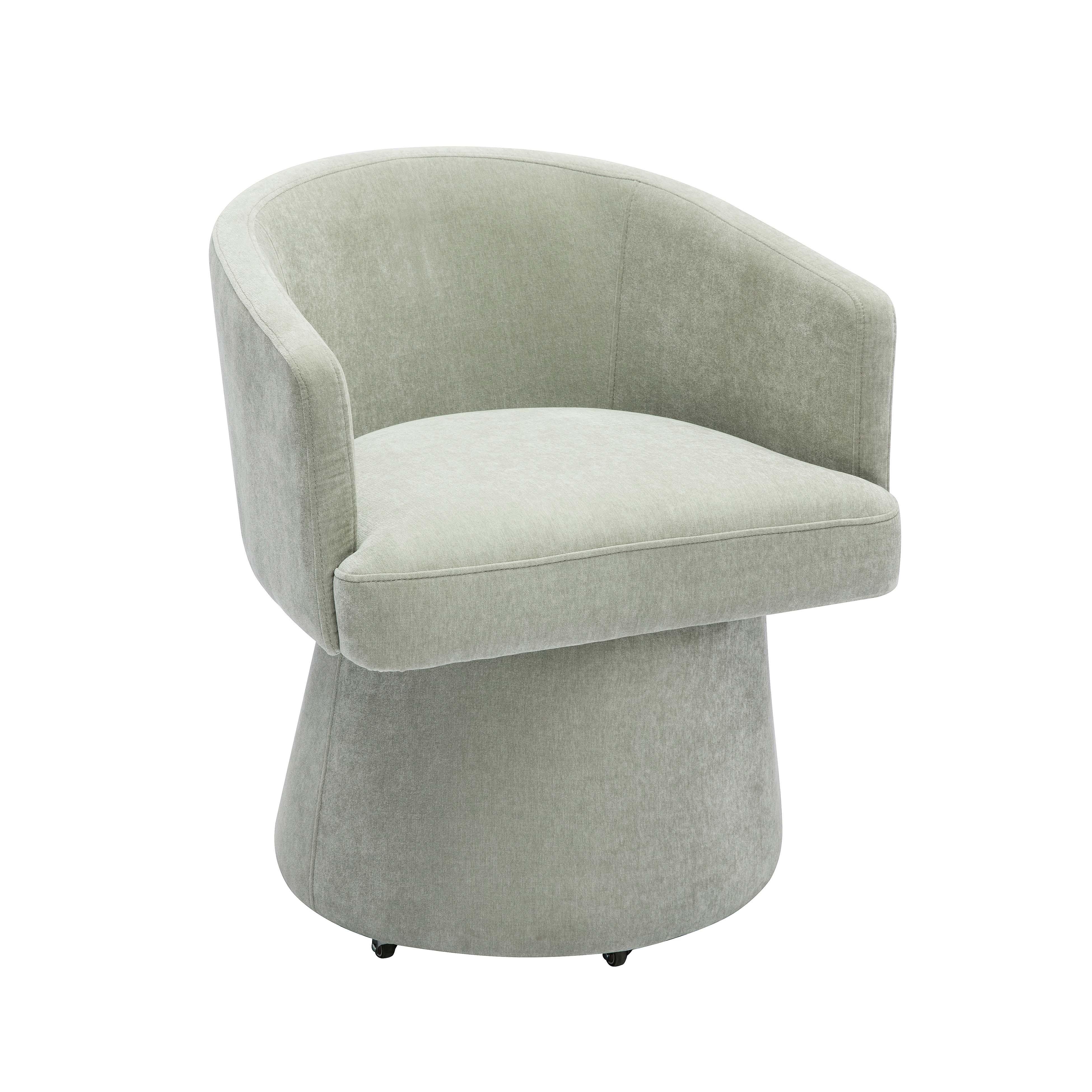 Kristen Light Green Upcycled Chenille Rolling Desk Chair - Remutear