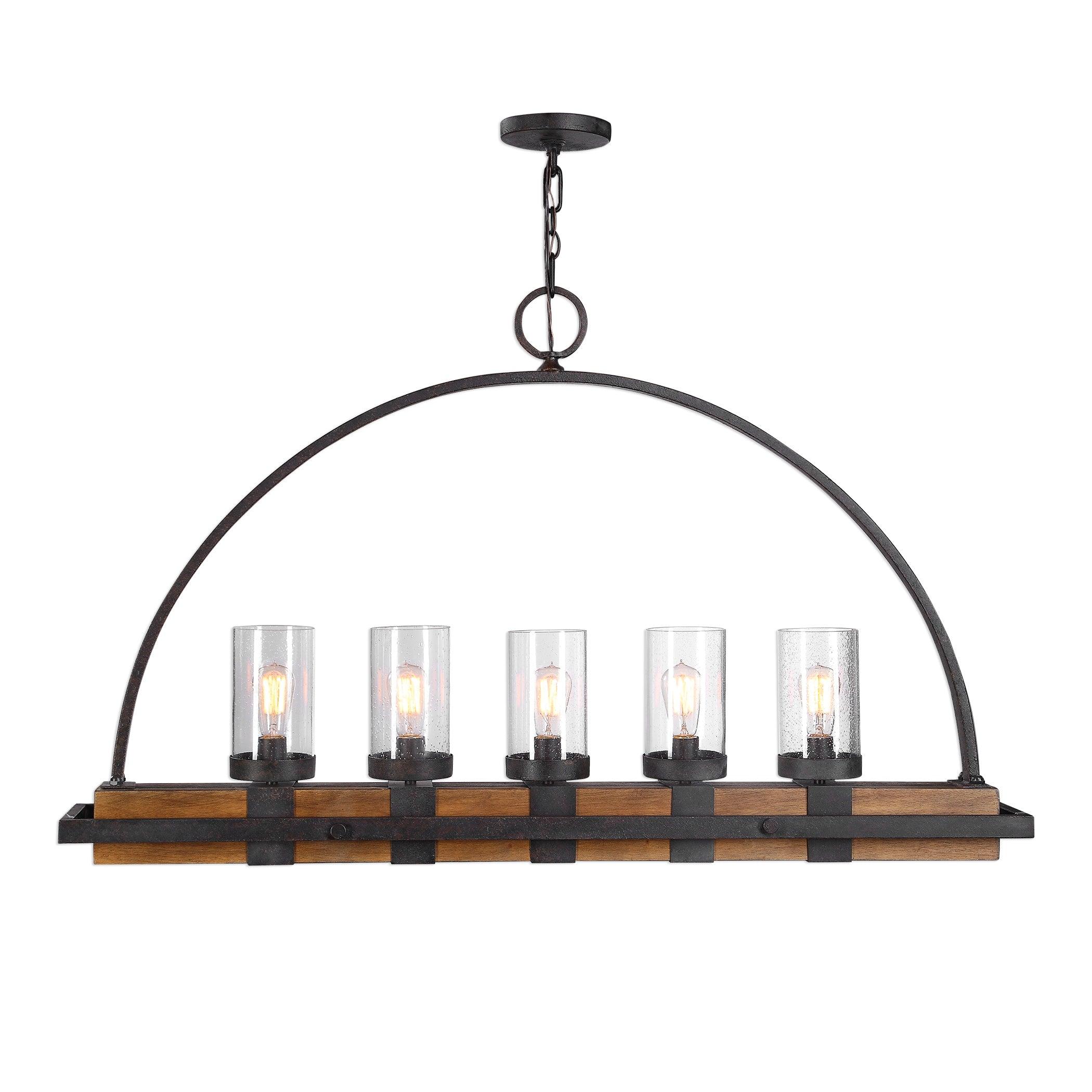 ATWOOD 5 LIGHT RUSTIC LINEAR CHANDELIER - Remutear