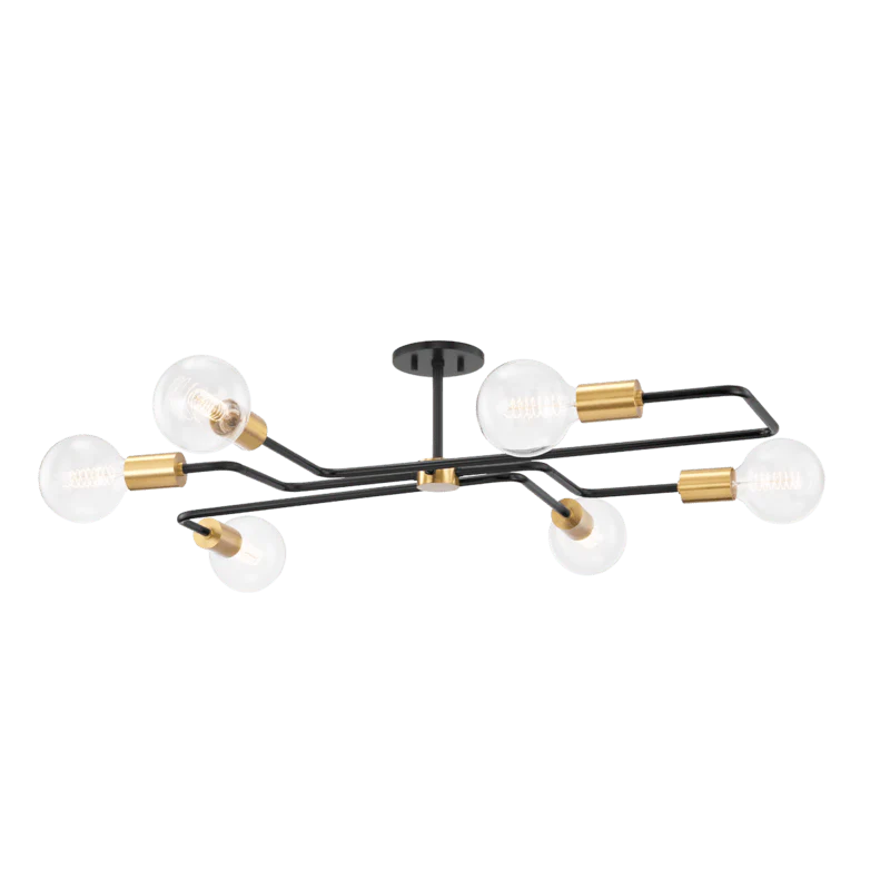 JENA 6 LIGHT SEMI FLUSH MOUNT AGED BRASS SMALL - Remutear