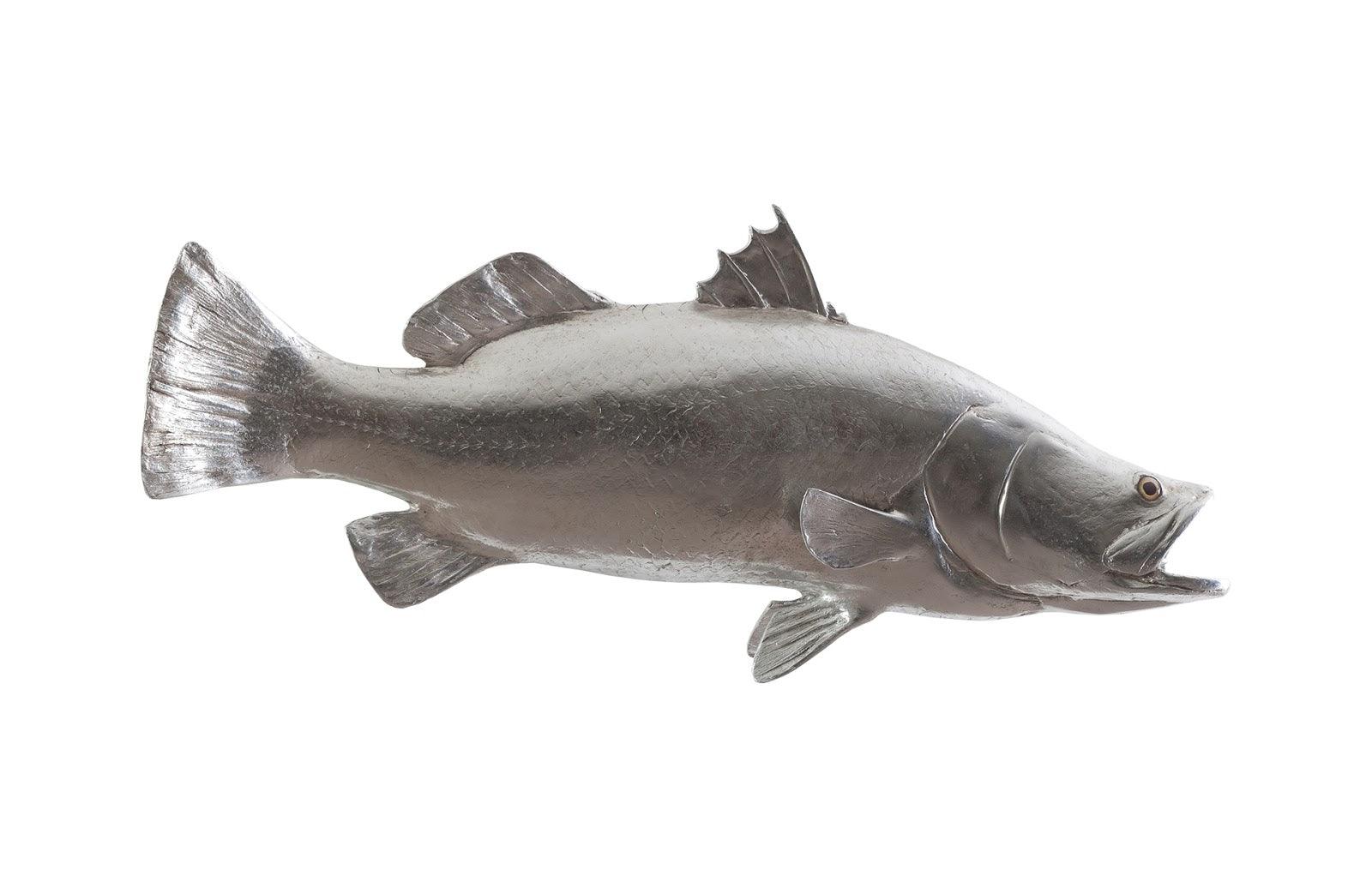 Barramundi Fish Wall Sculpture, Resin, Silver Leaf - Remutear