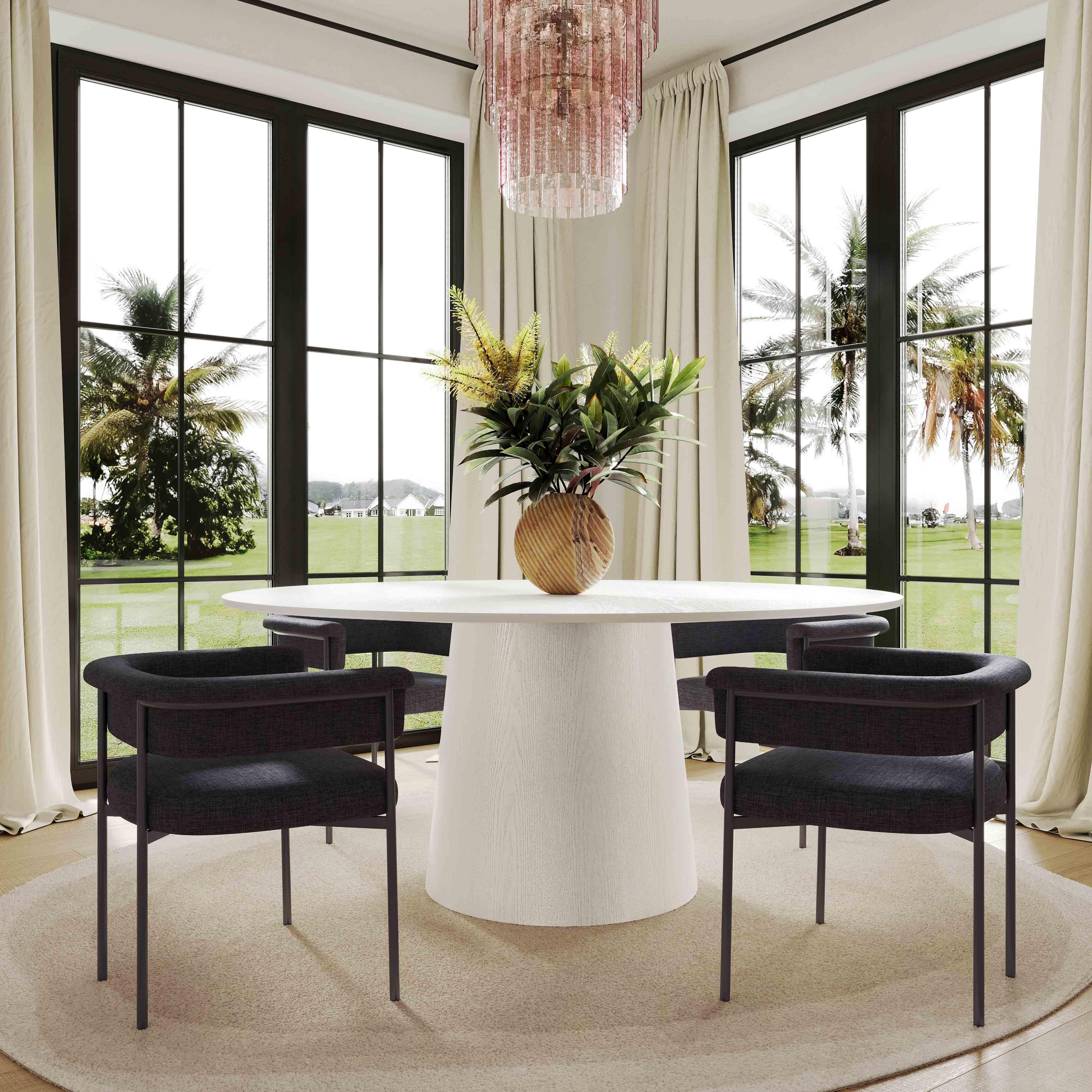 Taylor Black Performance Linen Dining Chair - Remutear