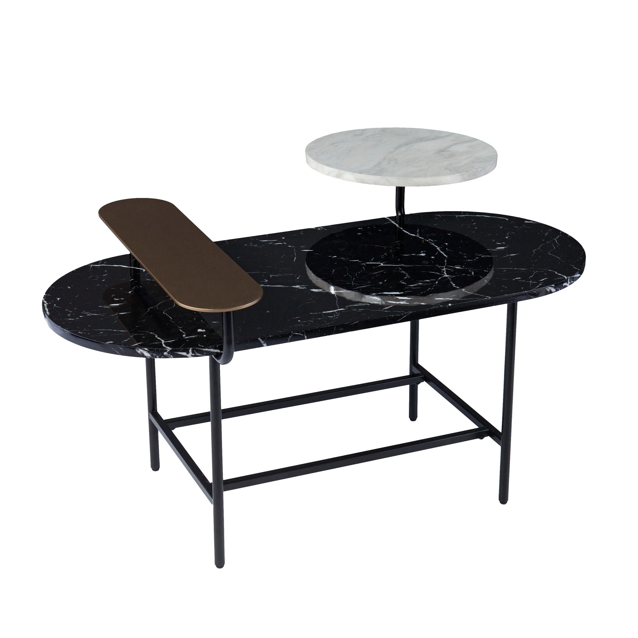 Arcklid Faux Marble Cocktail Table w/ Storage - Remutear