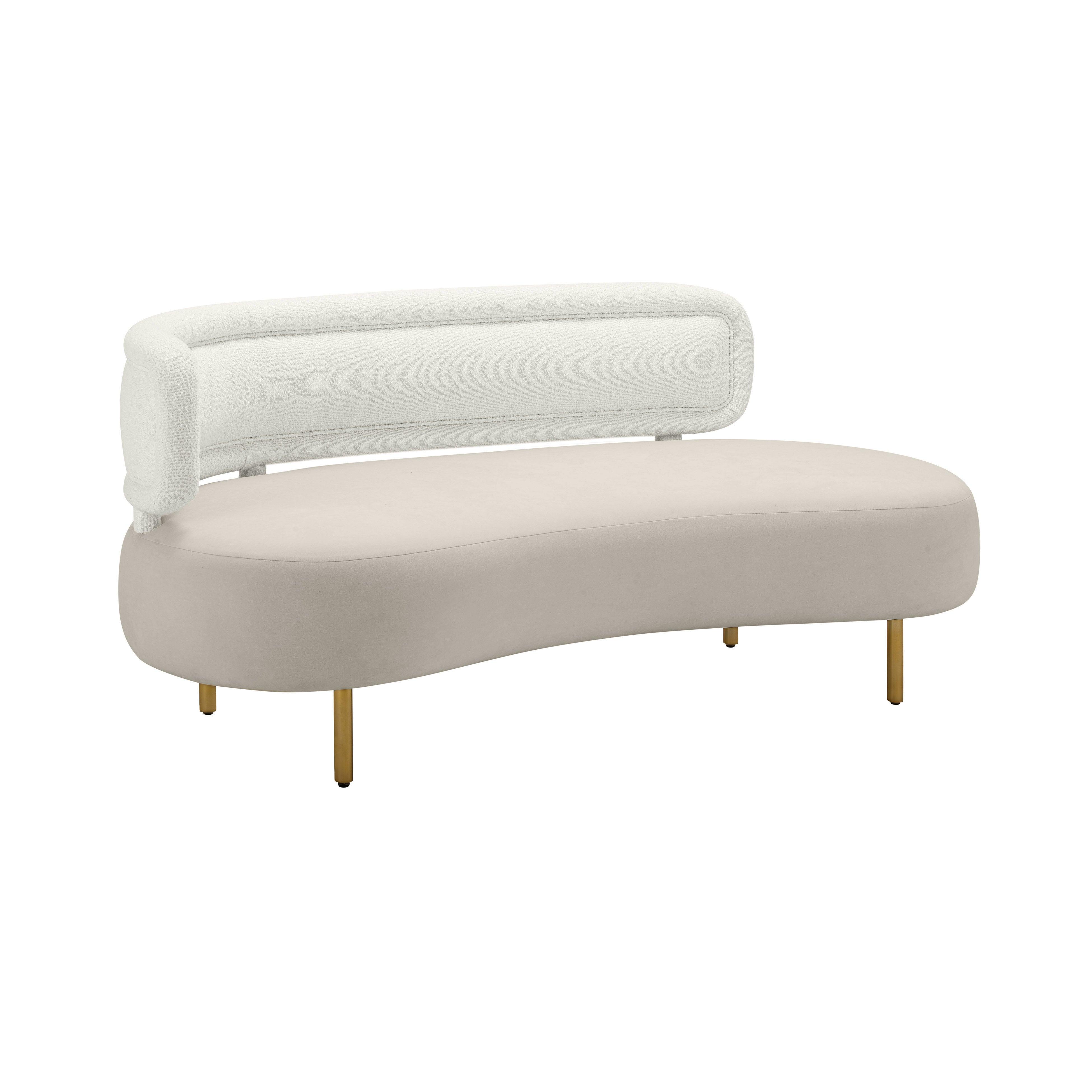 Tischa Cream Boucle & Grey Velvet Sofa - Remutear