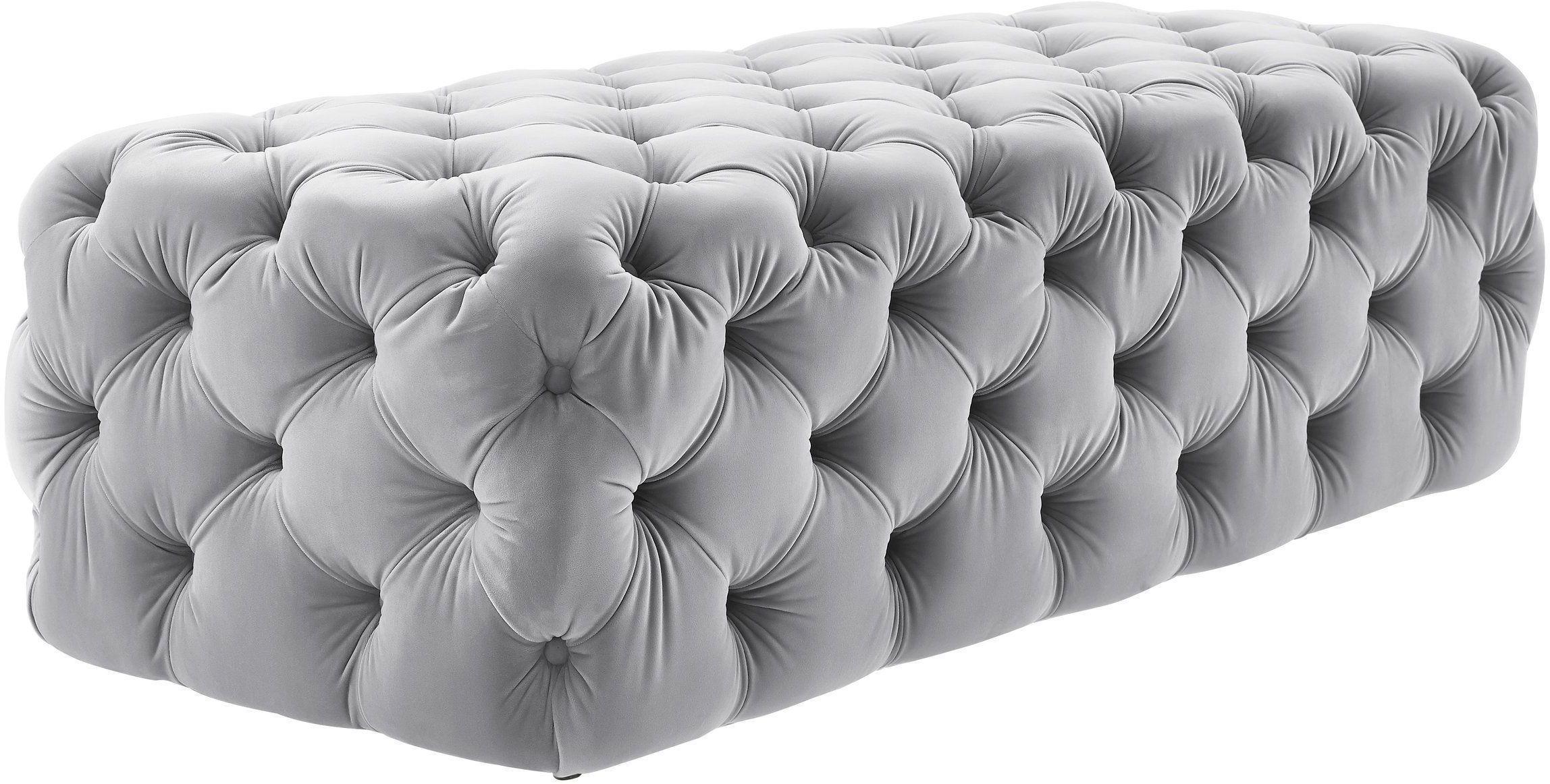 Kaylee Grey Velvet Ottoman - Remutear
