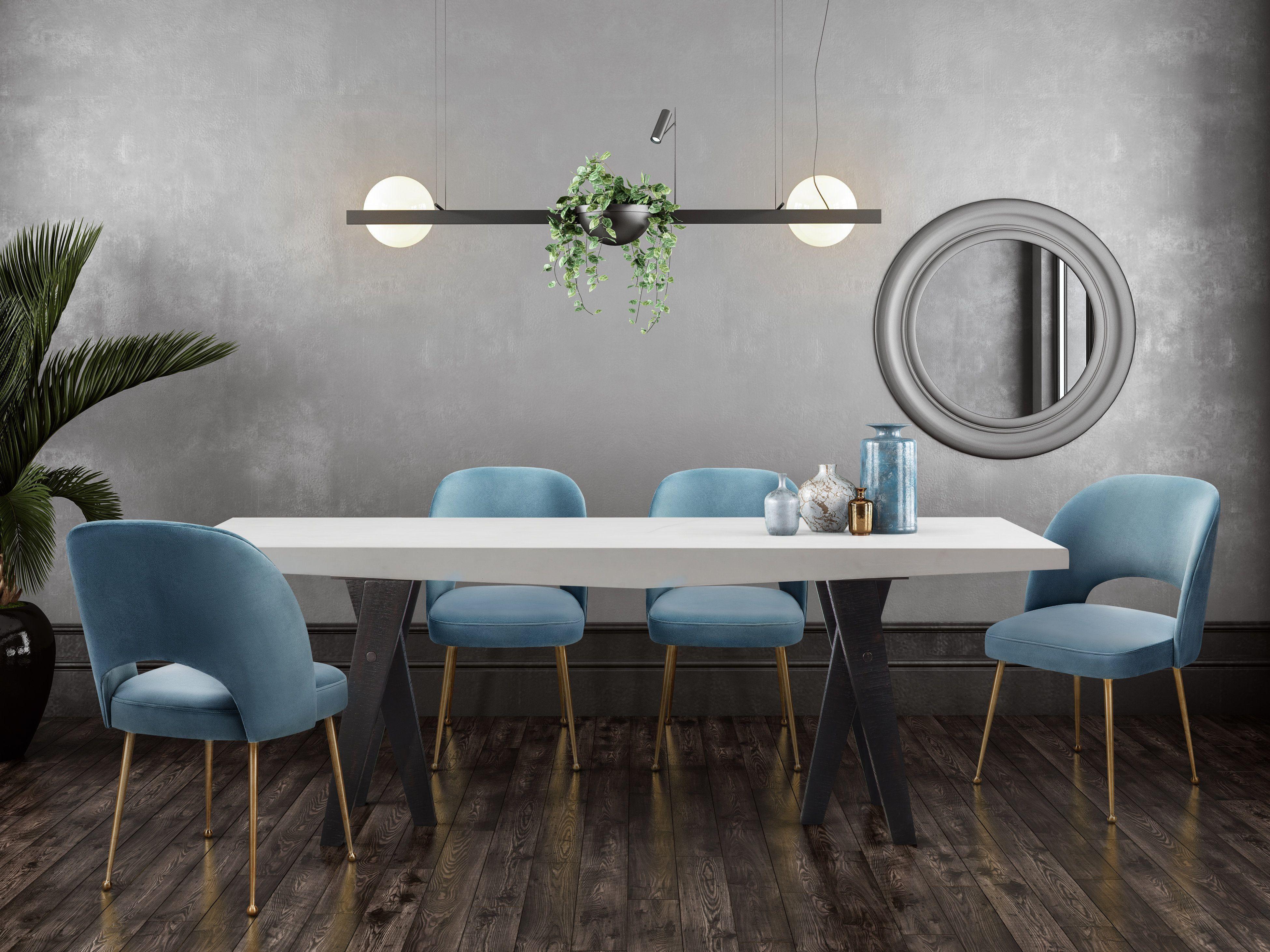 Swell Sea Blue Velvet Chair - Remutear