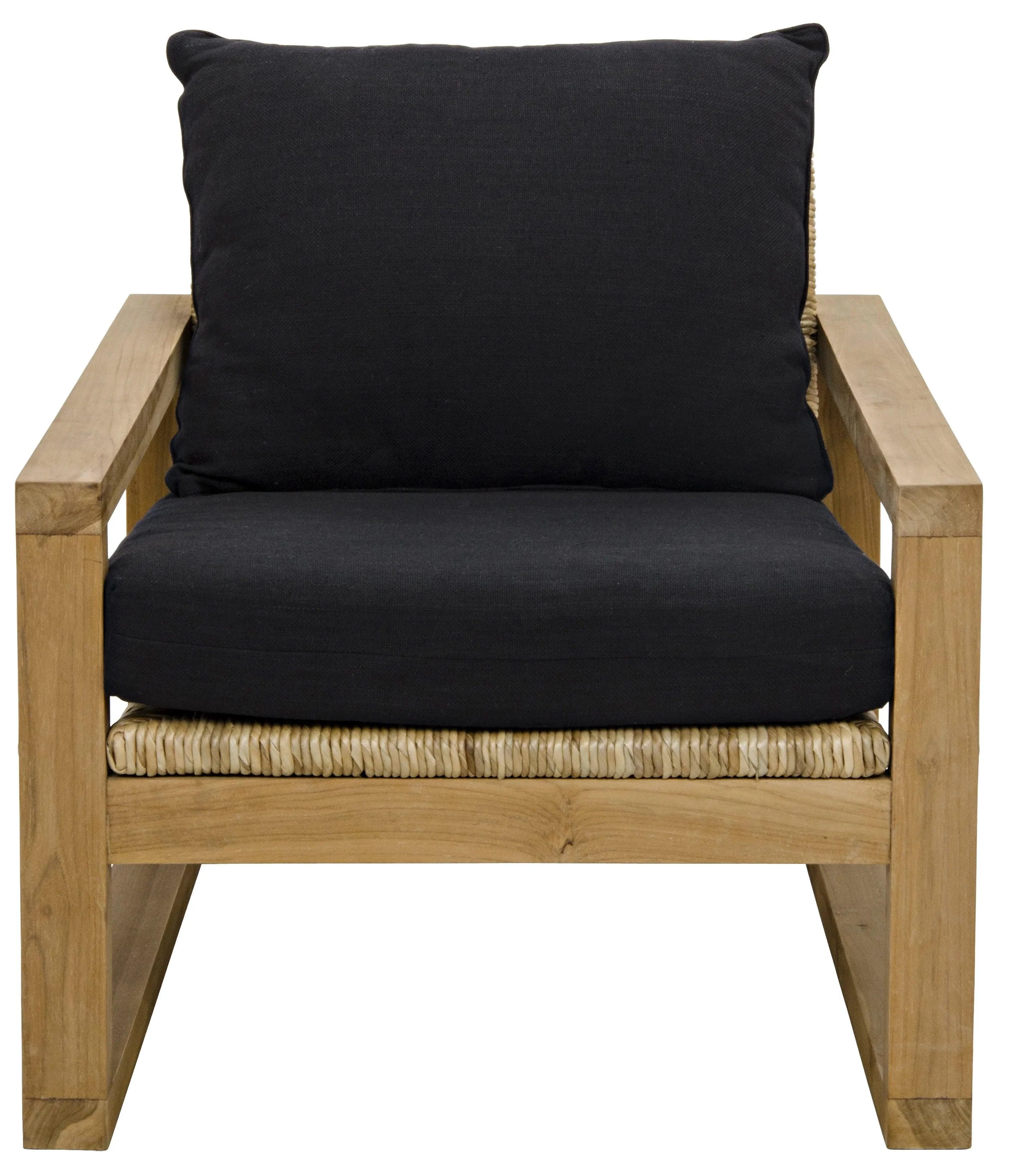 Martin Chair, Teak Frame, Woven Seat, Black Woven Fabric - Remutear