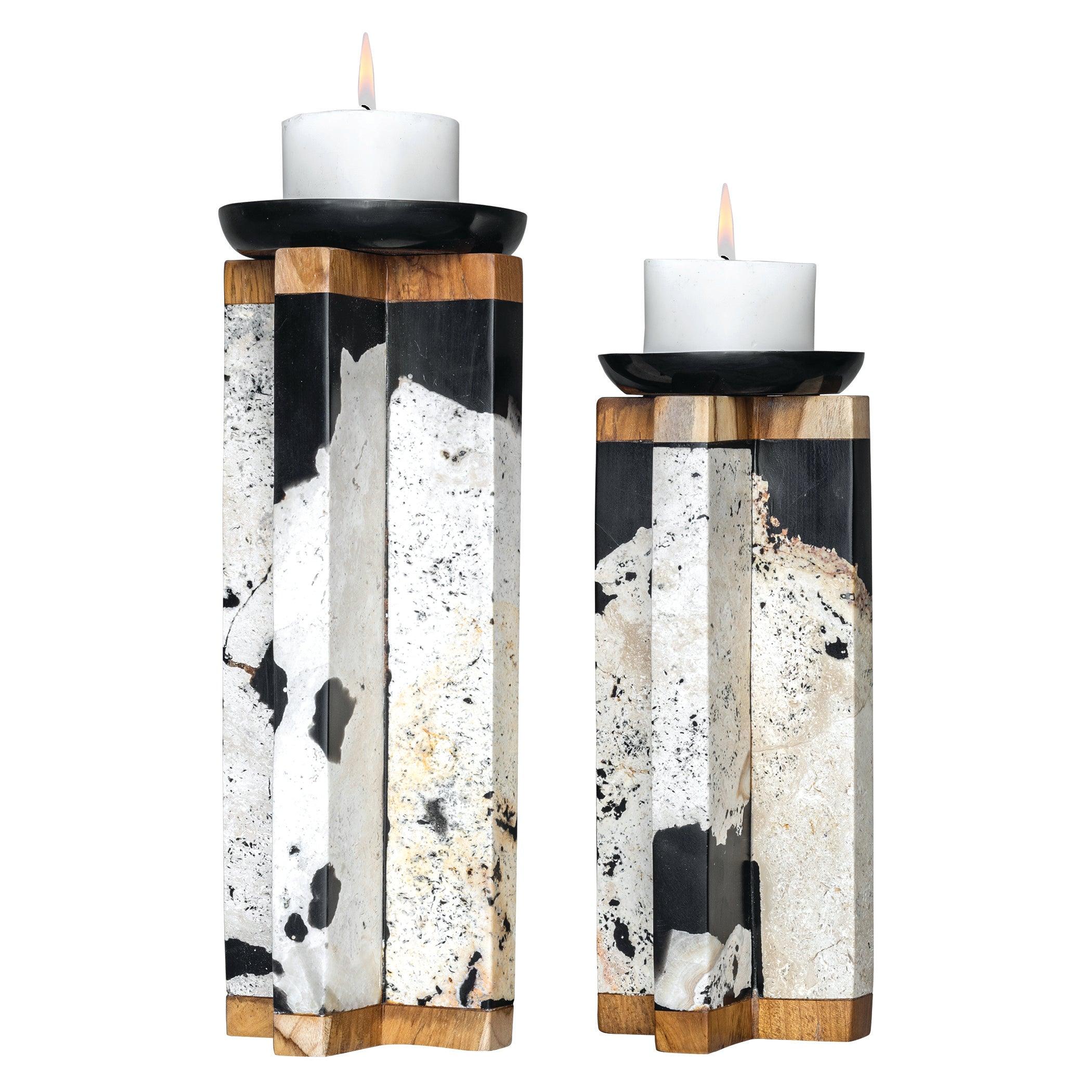ILLINI STONE CANDLEHOLDERS, SET OF 2 - Remutear