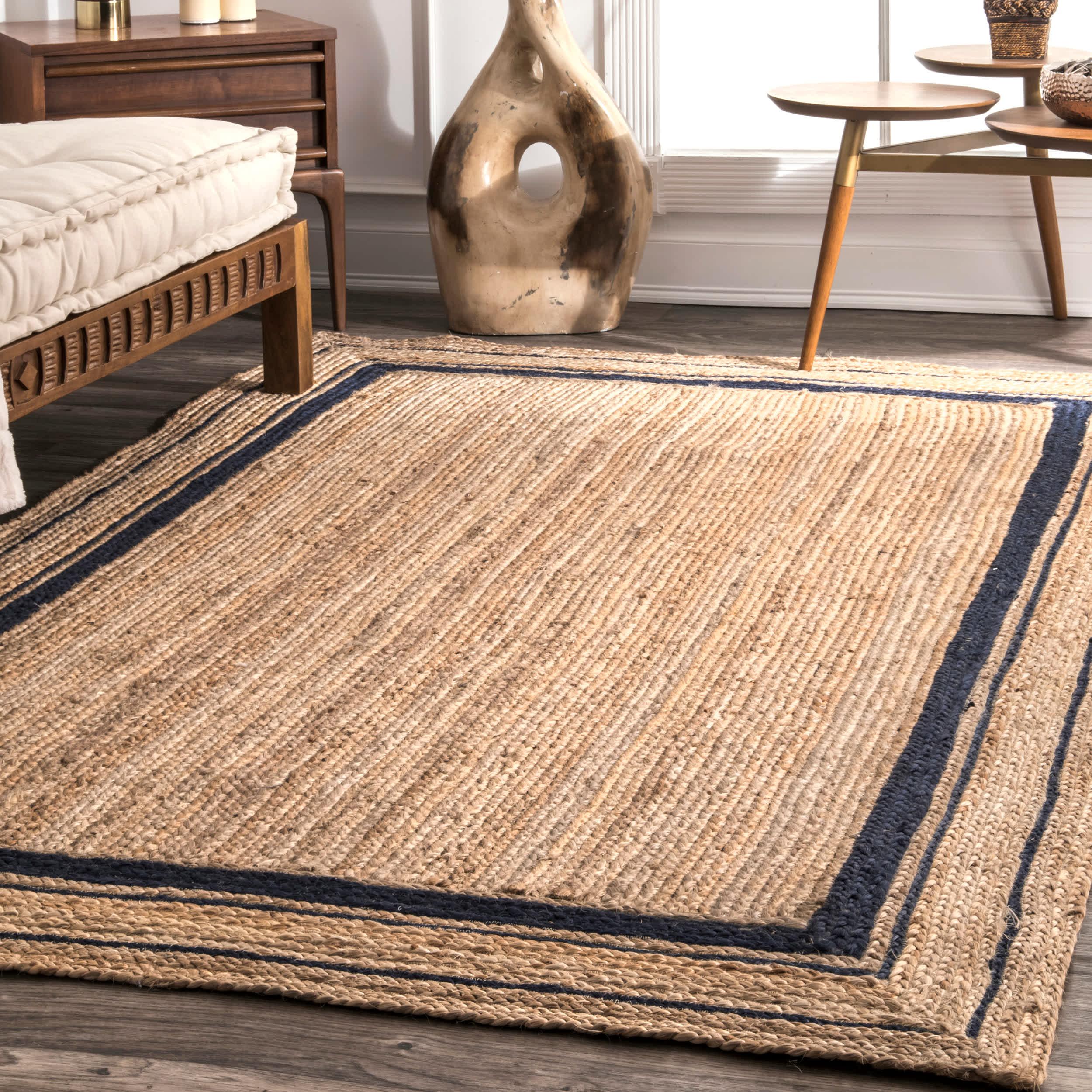 Braided Rikki Border Jute Area Rug - Remutear