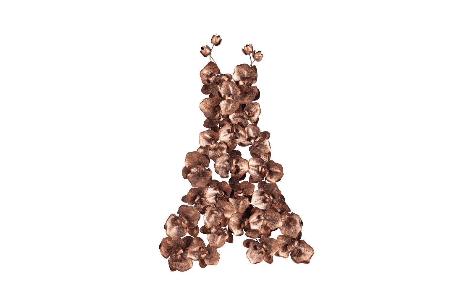 Orchid Dress Wall Art, Metal, Copper/Black - Remutear