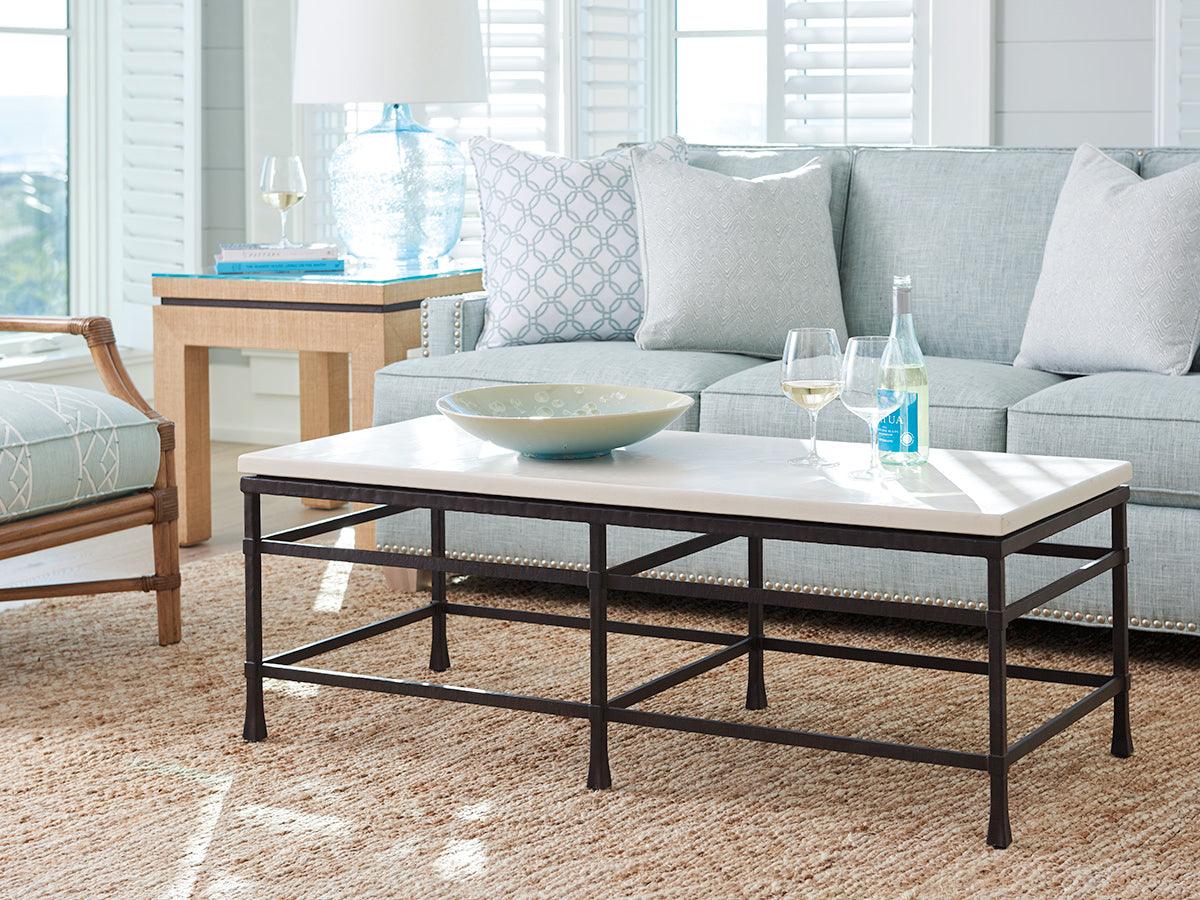 Newport Breakwater Metal And Stone Cocktail Table - Remutear
