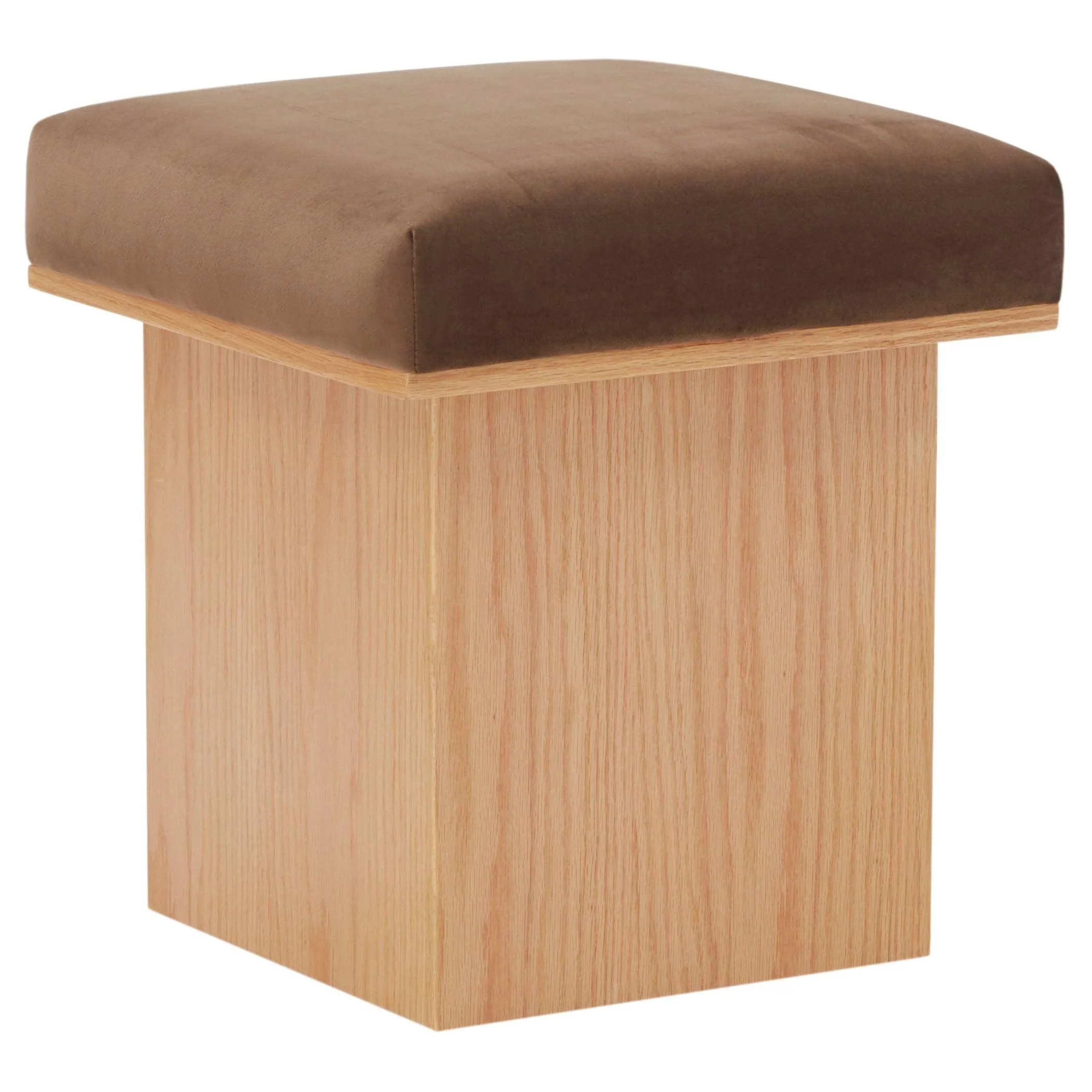 BOURKE VELVET AND WOOD SQUARE OTTOMAN - Remutear