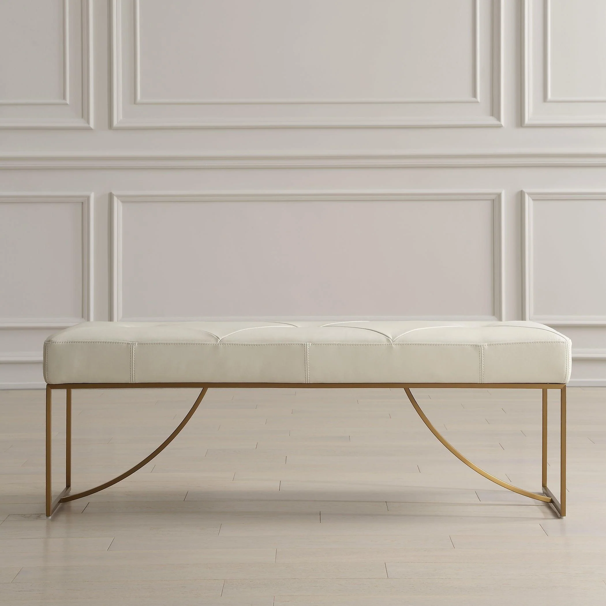 Swale Ivory Leather Bench - Remutear