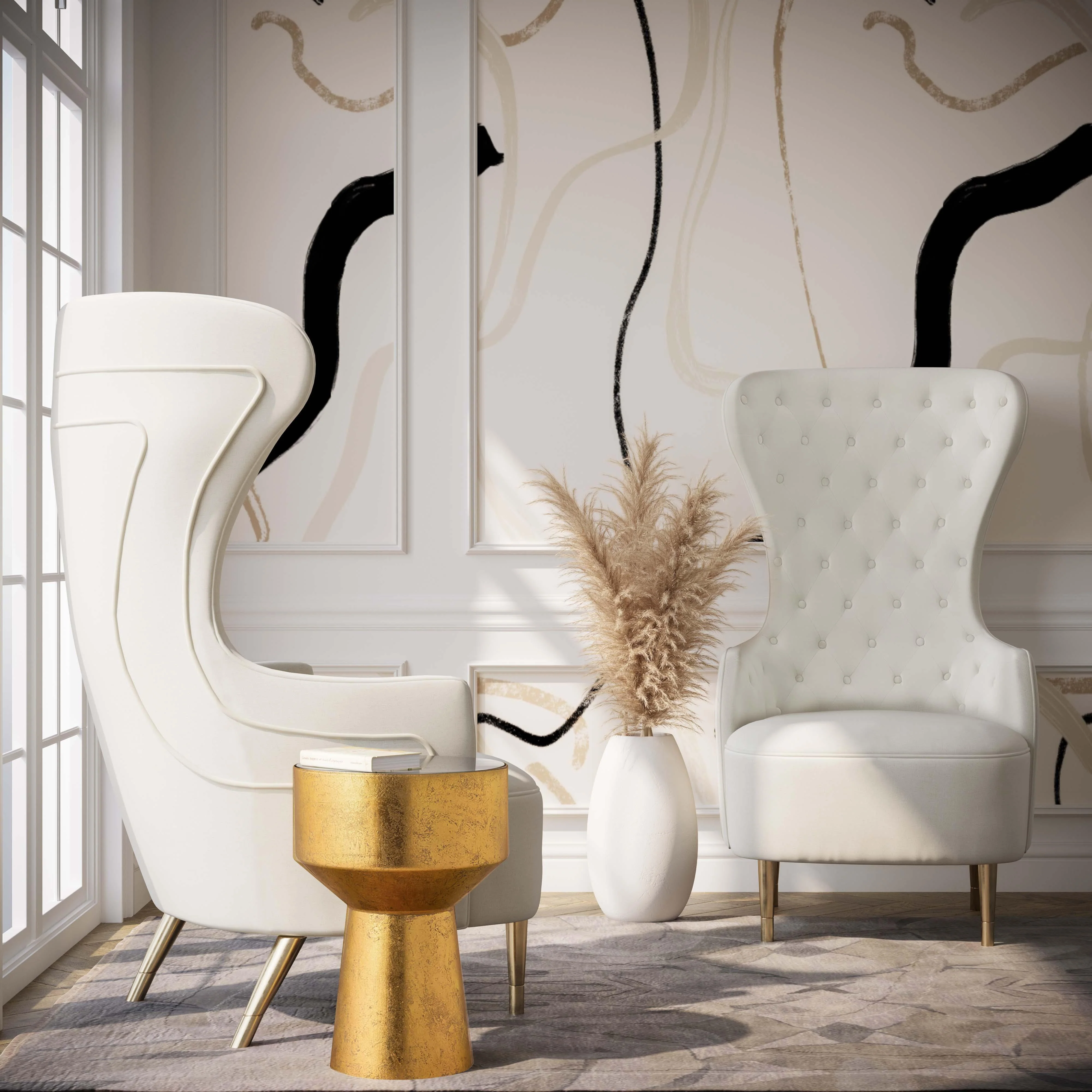 Jezebel Cream Velvet Wingback Chair - Remutear