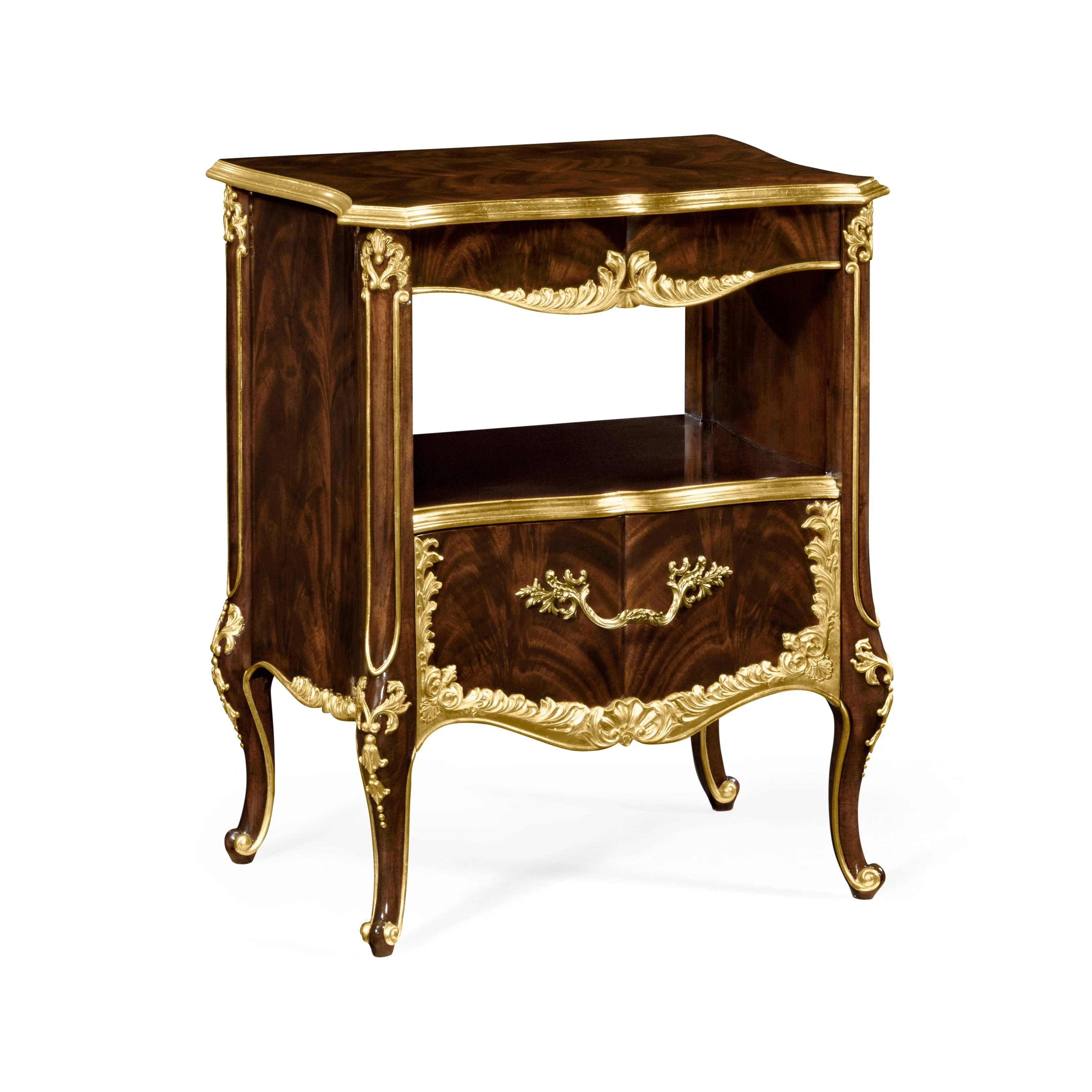 Country Farmhouse Mahogany & Gilded Nightstand - Remutear