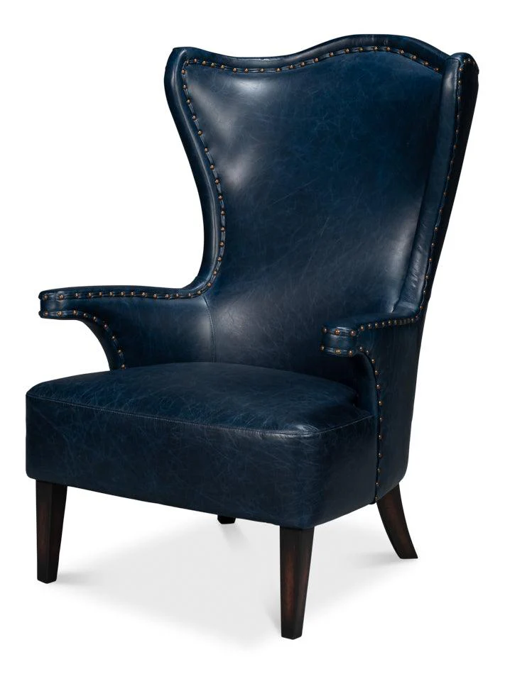 Drake Distilled Leather Chair - Blue - Remutear