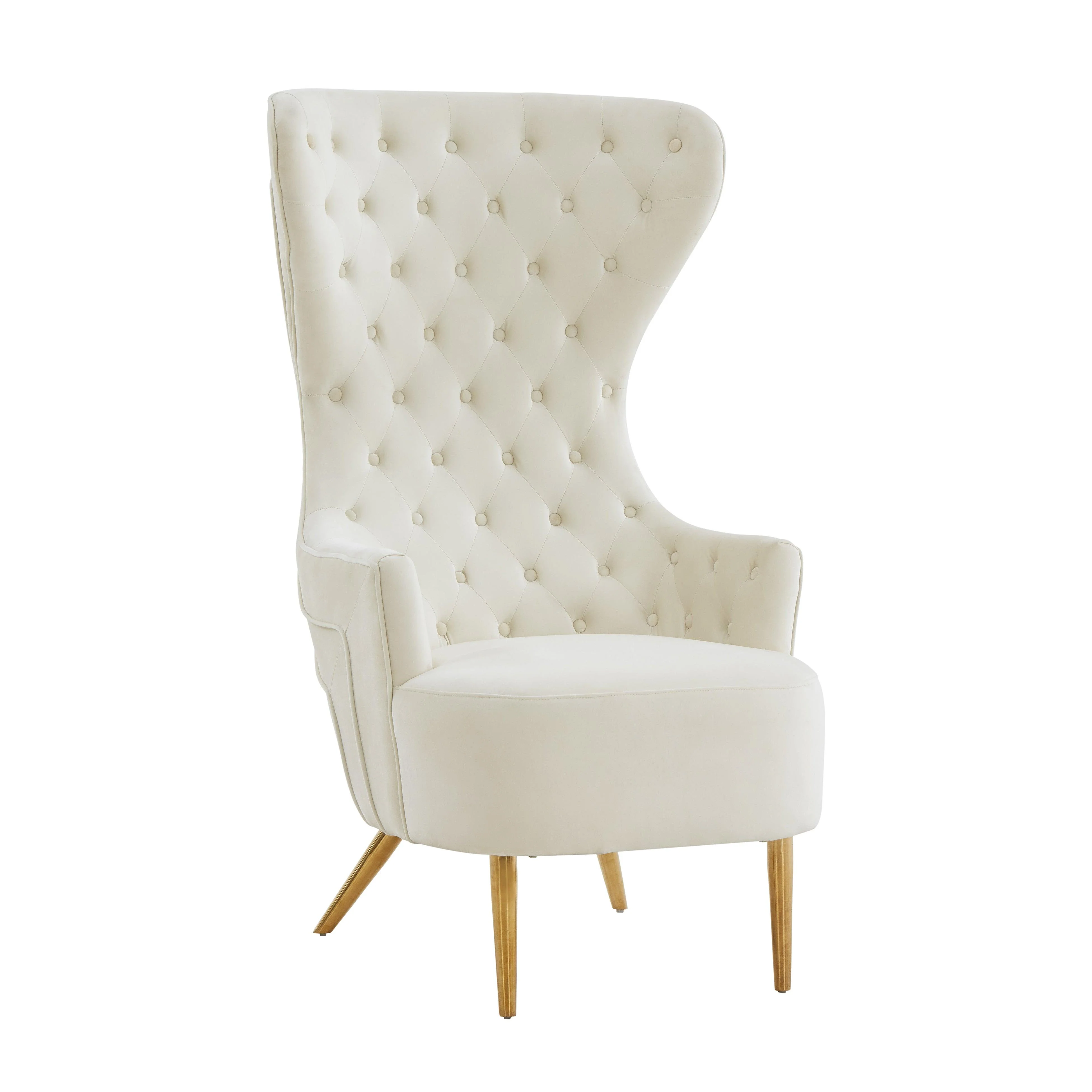 Jezebel Cream Velvet Wingback Chair - Remutear