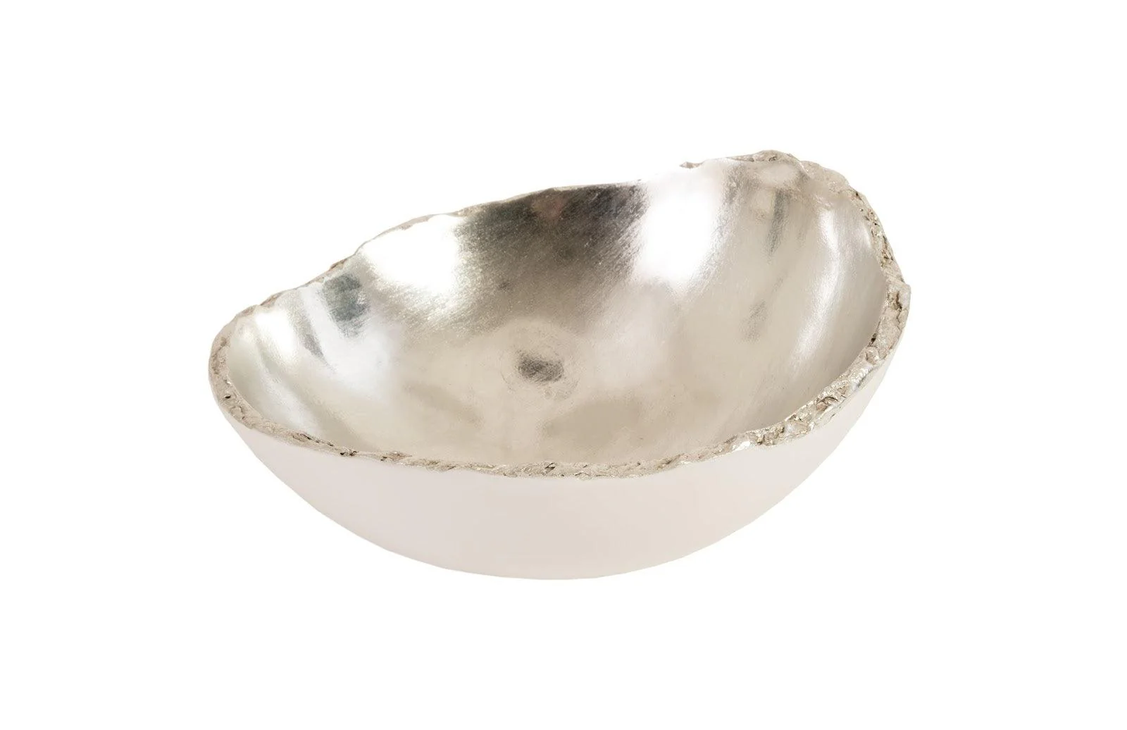 Broken Egg Bowl, White and Silver Leaf - Remutear