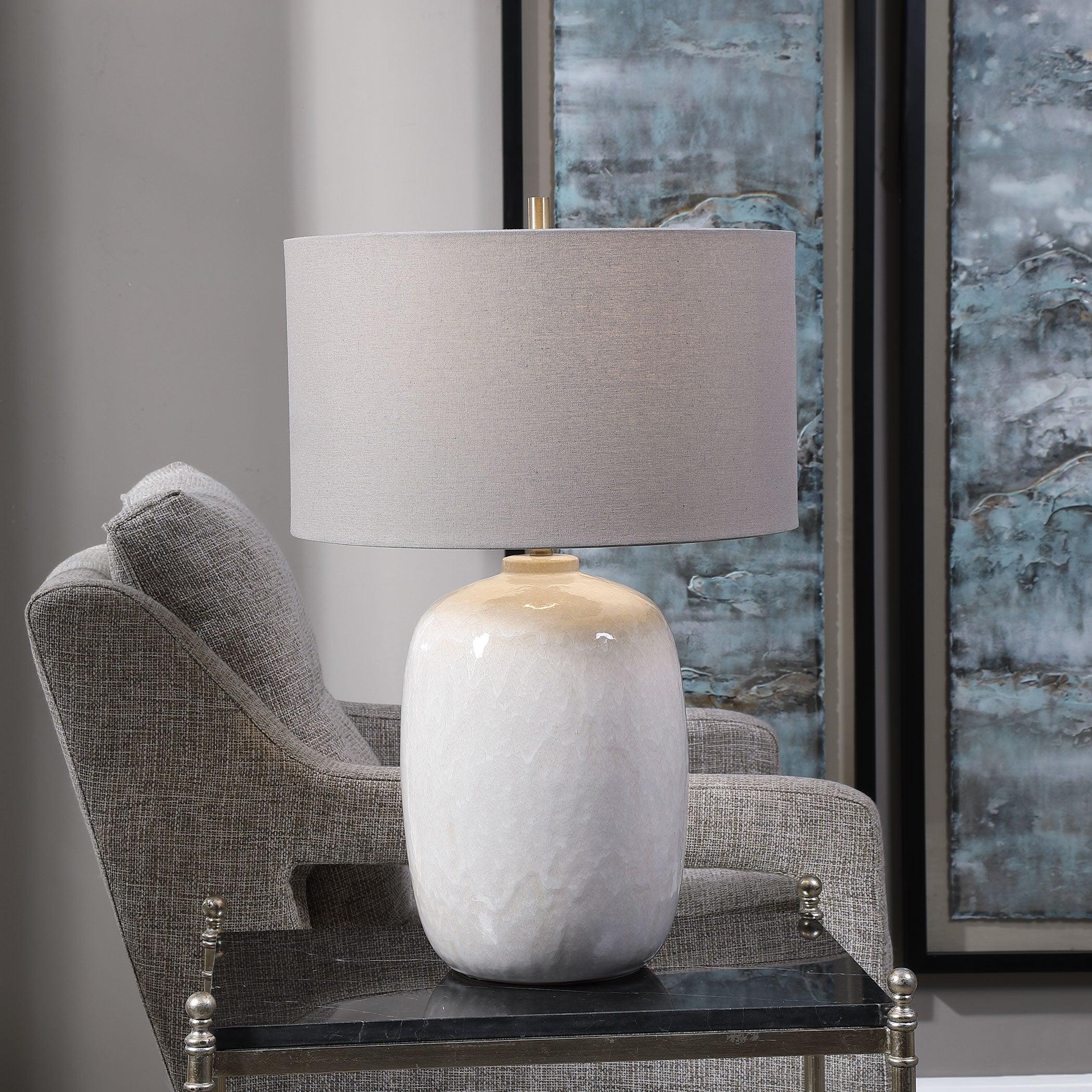 WINTERSCAPE WHITE GLAZE TABLE LAMP - Remutear