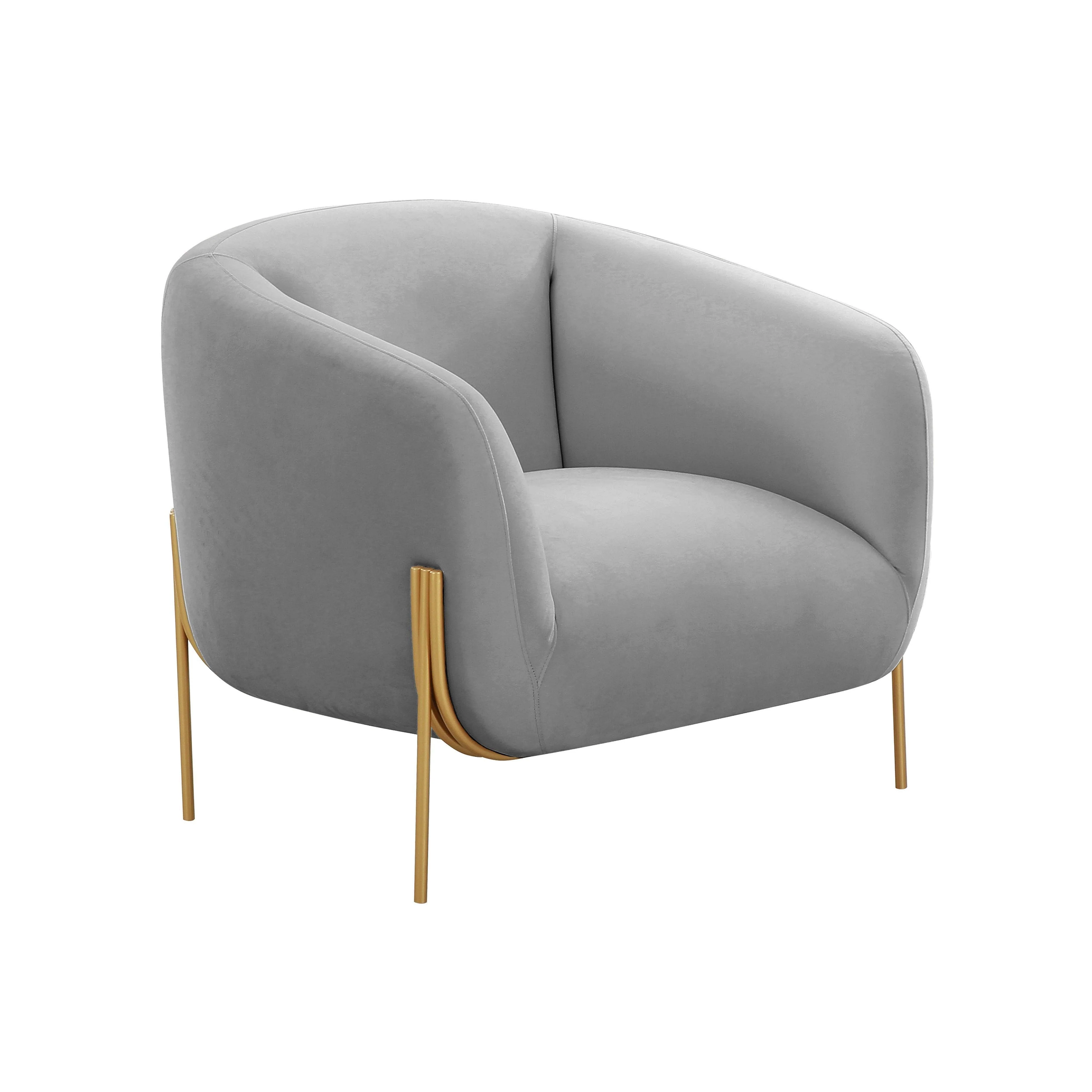 Kandra Grey Velvet Accent Chair - Remutear
